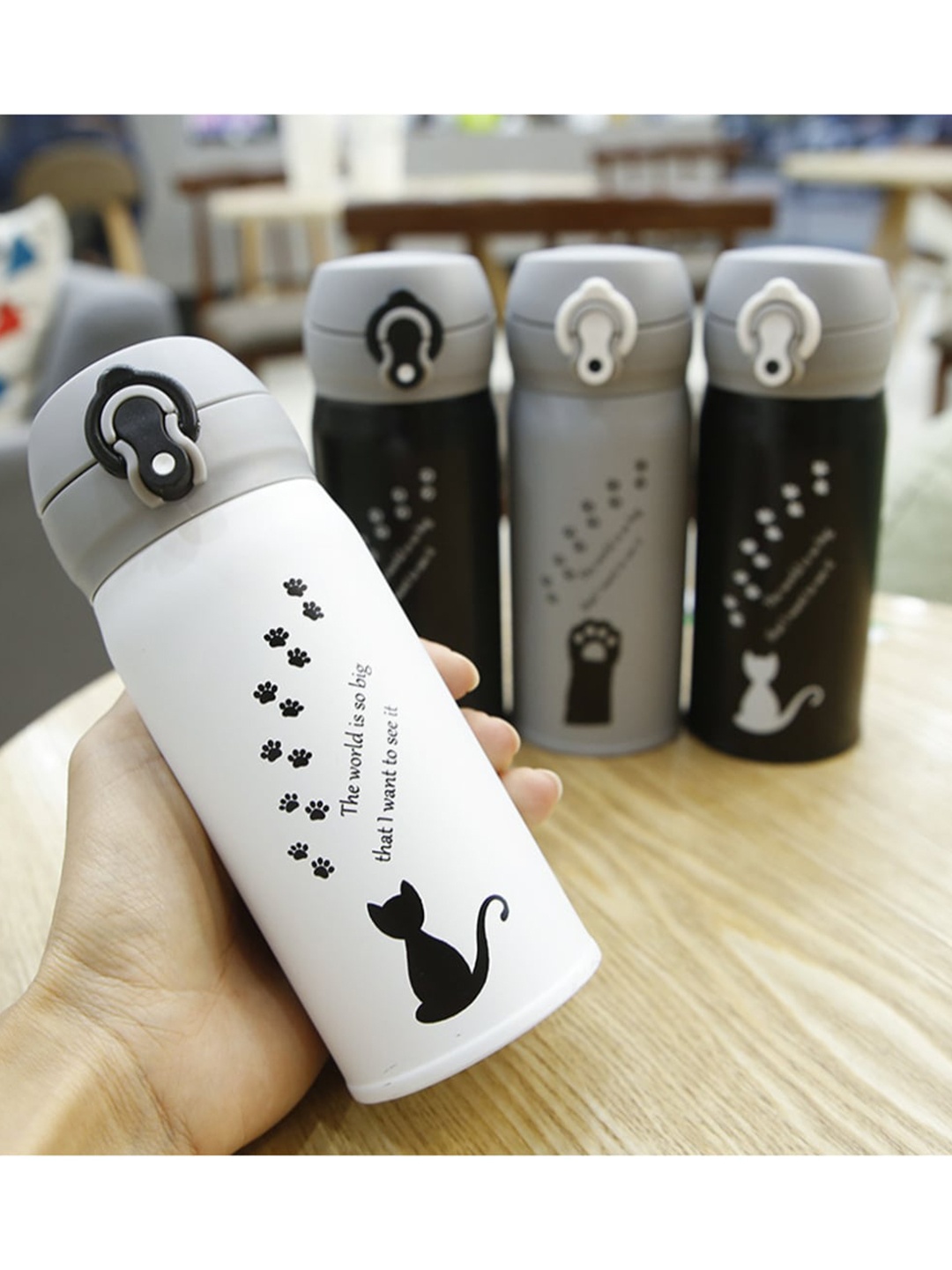 

iSWEVEN White Printed Stainless Steel Flask 350 ML