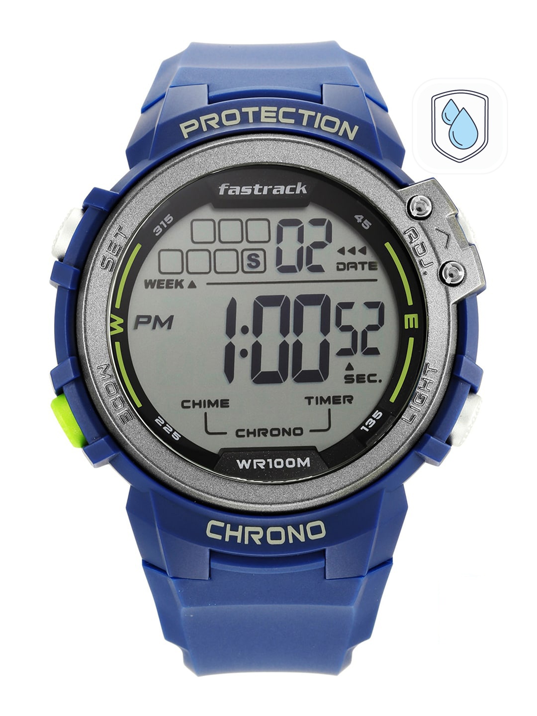 Ajio - Fastrack Men Grey Dial & Blue Straps Digital Watch 38068PP02 Price