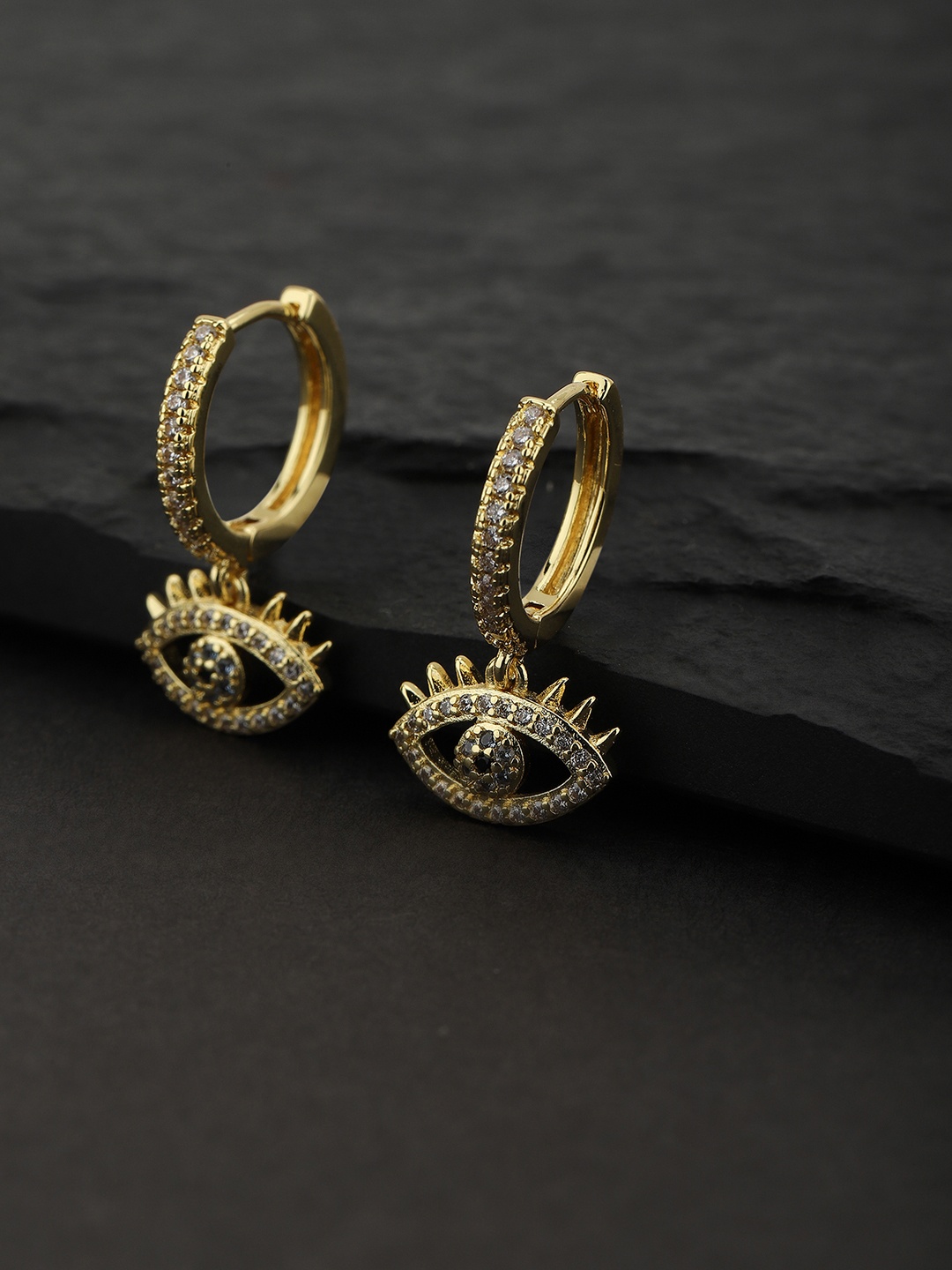 

Carlton London Gold-Toned Teardrop Shaped Hoop Earrings