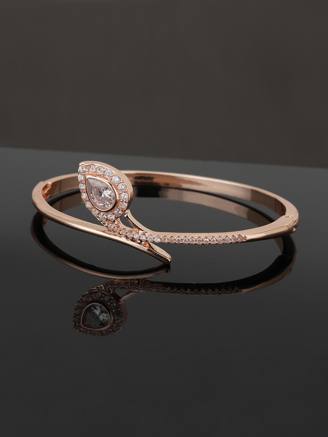 

Carlton London Women Rose Gold-Plated Cubic Zirconia-Studded Bangle-Style Bracelet
