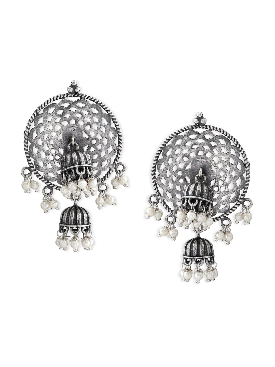 

Anouk Silver-Toned Circular Drop Earrings