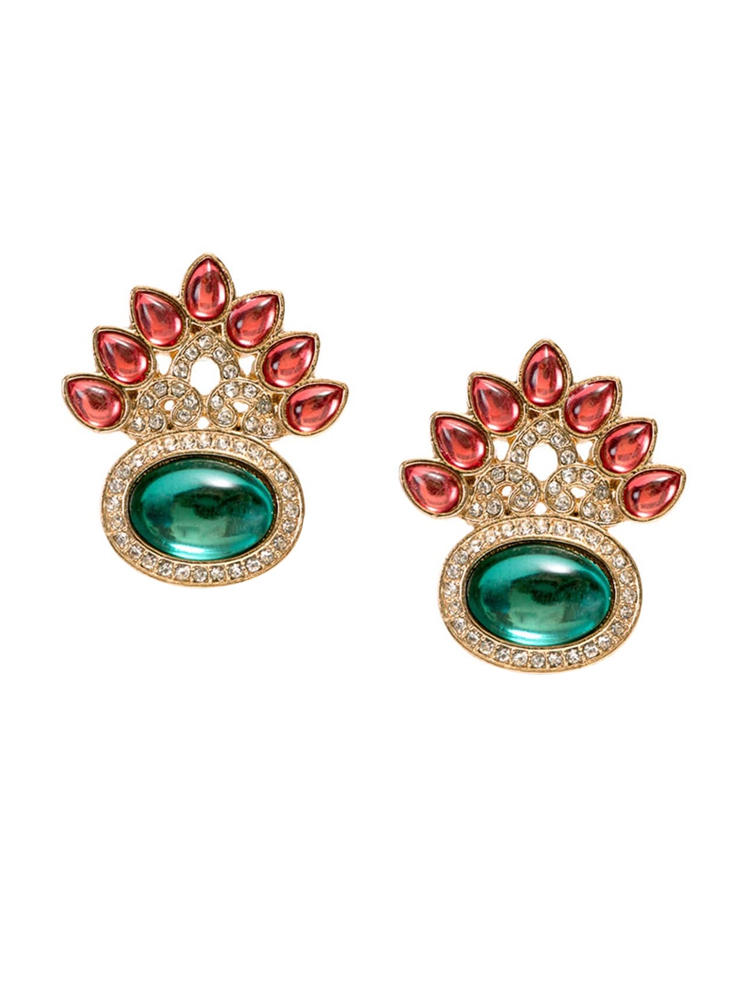 

FLYING BERRY Red And Green Gold-Plated Studs Earrings