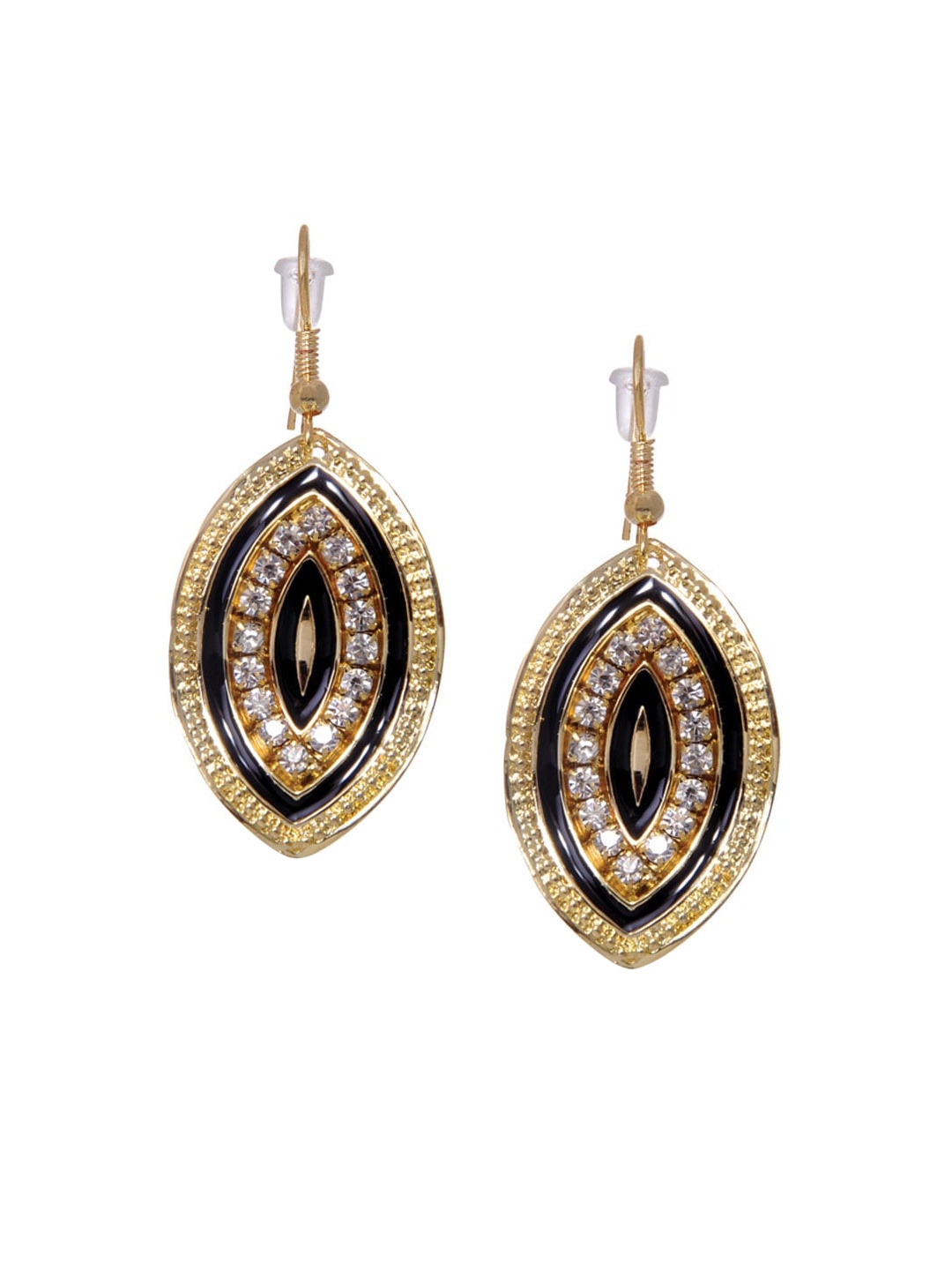 

FLYING BERRY Black & Gold-Toned Oval Drop Earrings