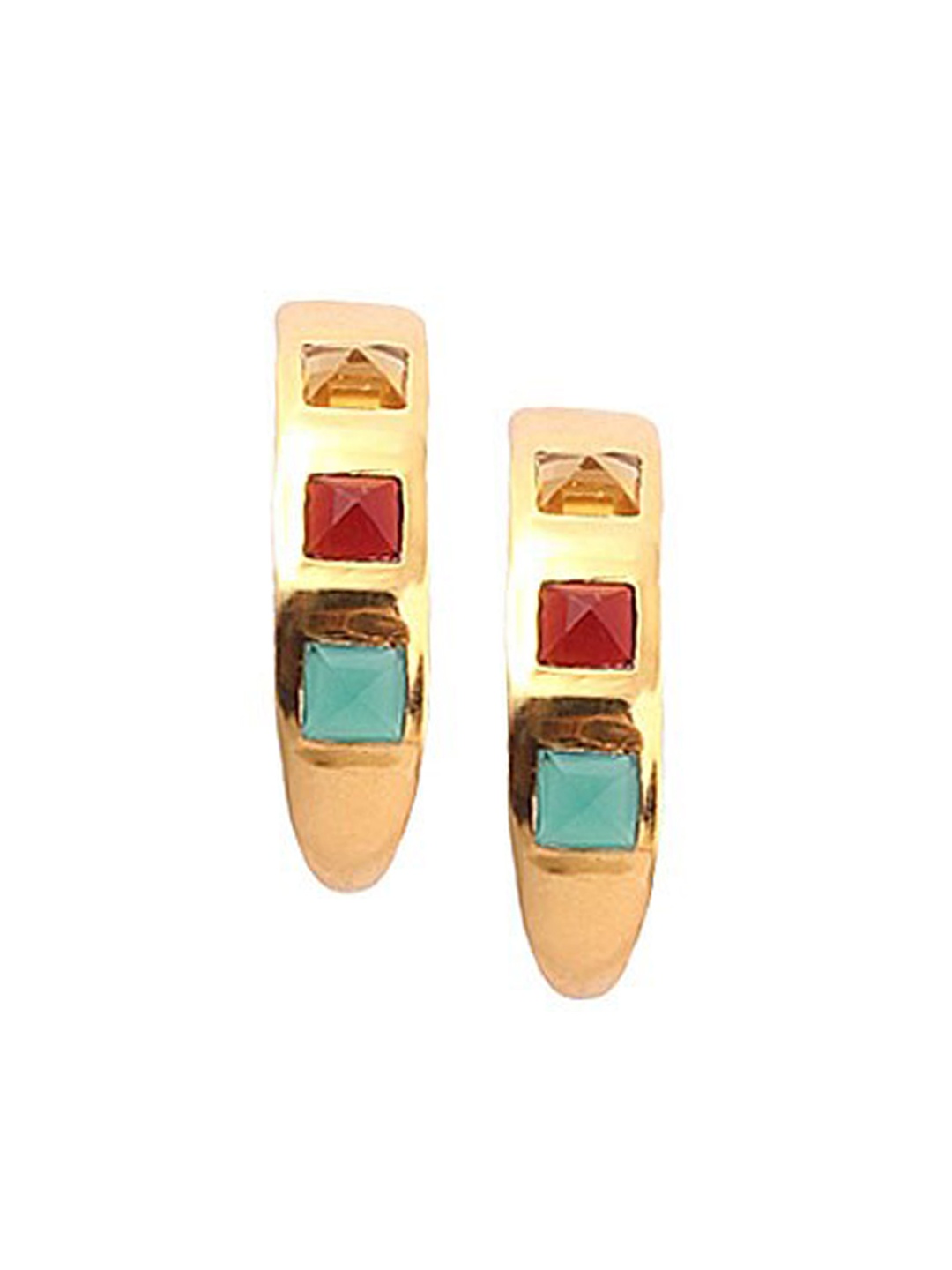 

FLYING BERRY Gold-Plated & Red Classic Half Hoop Earrings