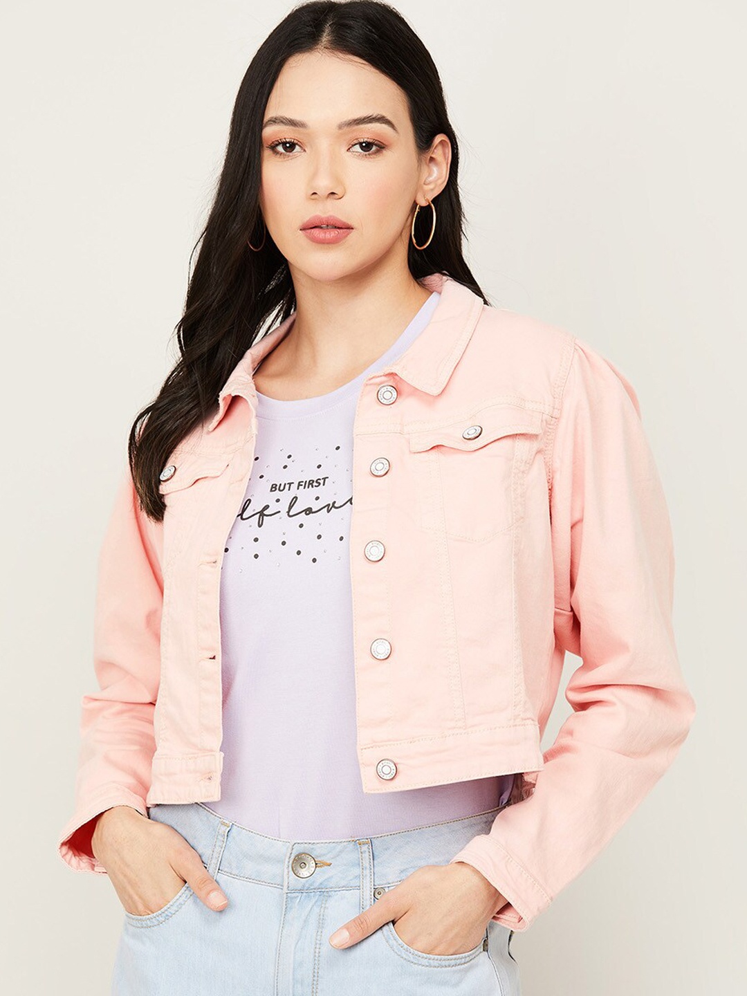

Ginger by Lifestyle Women Pink Crop Tailored Jacket