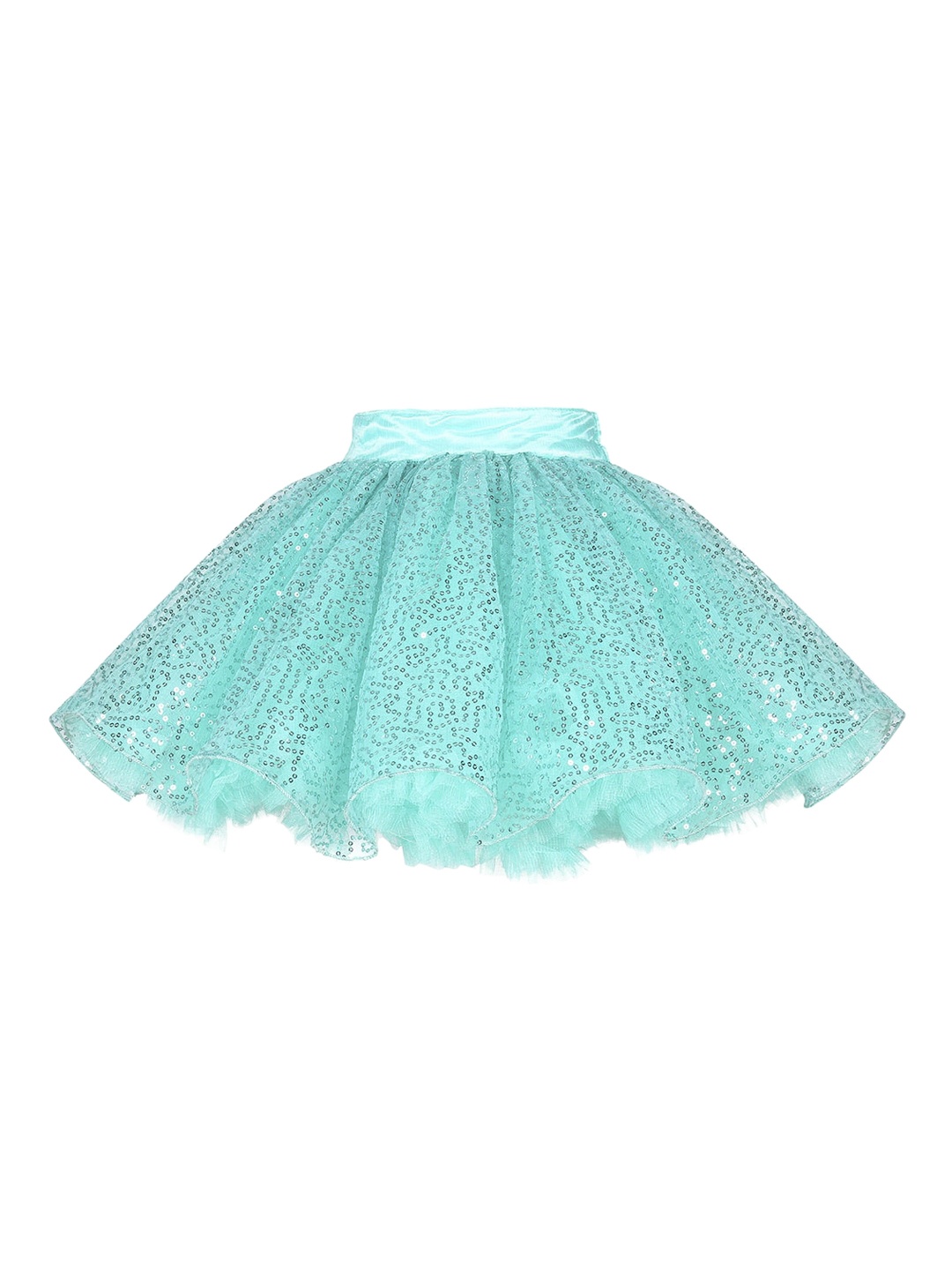 

Pink Chick Girls Sea Green Embellished Flared Knee Length Skirt