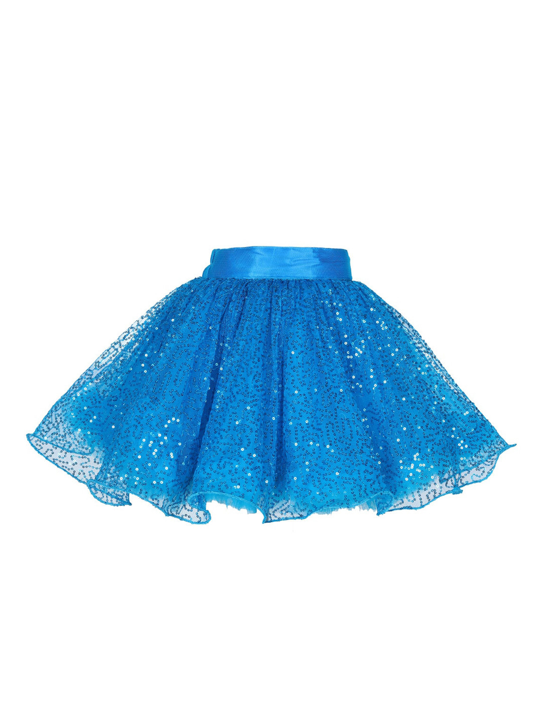 

Pink Chick Girls Blue Sequin Embellished Flared Knee-Length Skirt