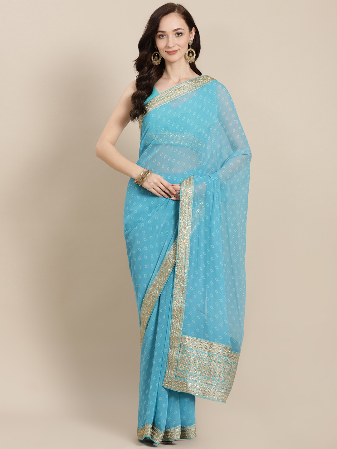 

Kalista Blue Printed Georgette Saree