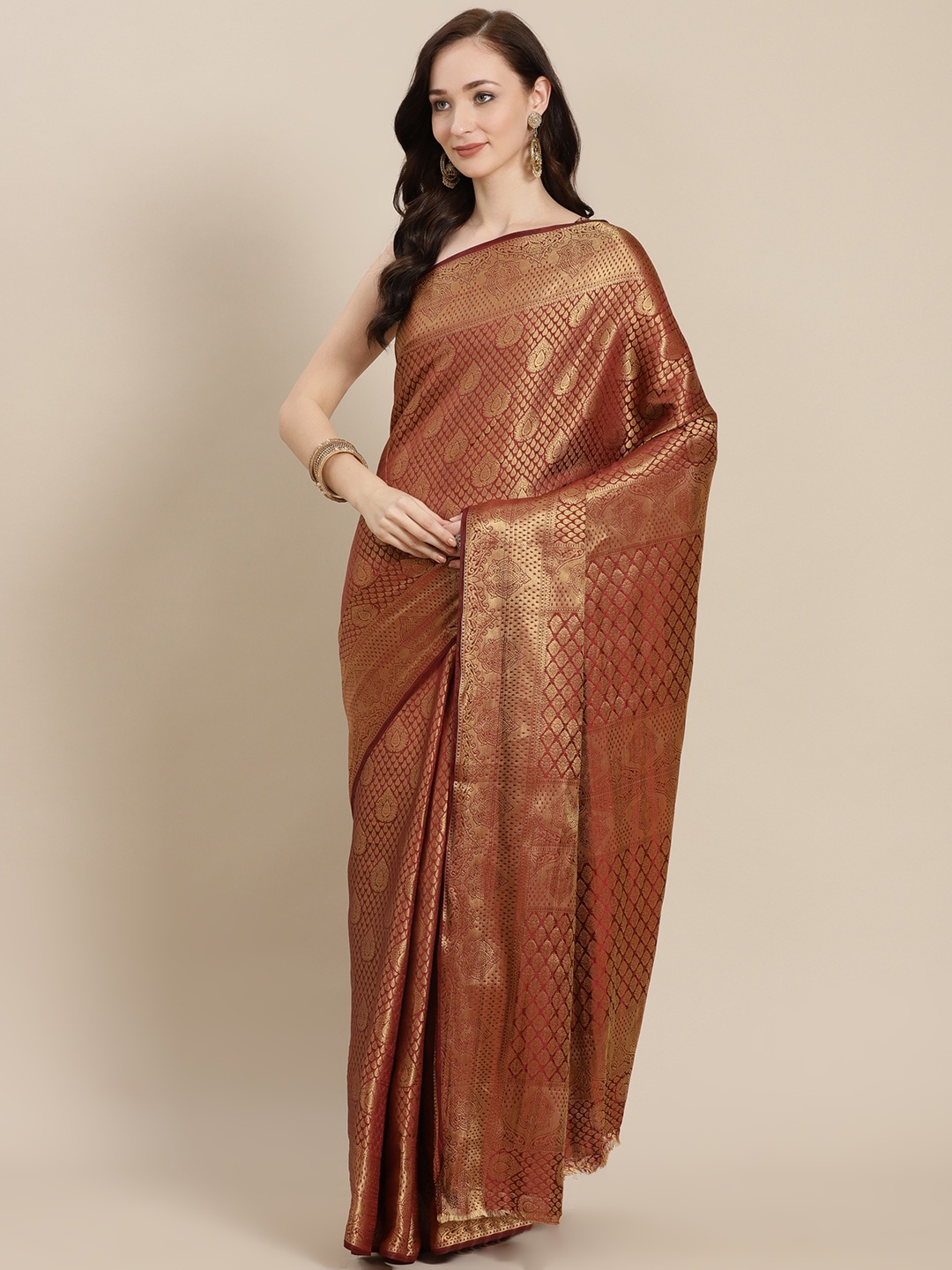 

Kalista Brown Ethnic Motifs Kanjivaram Saree