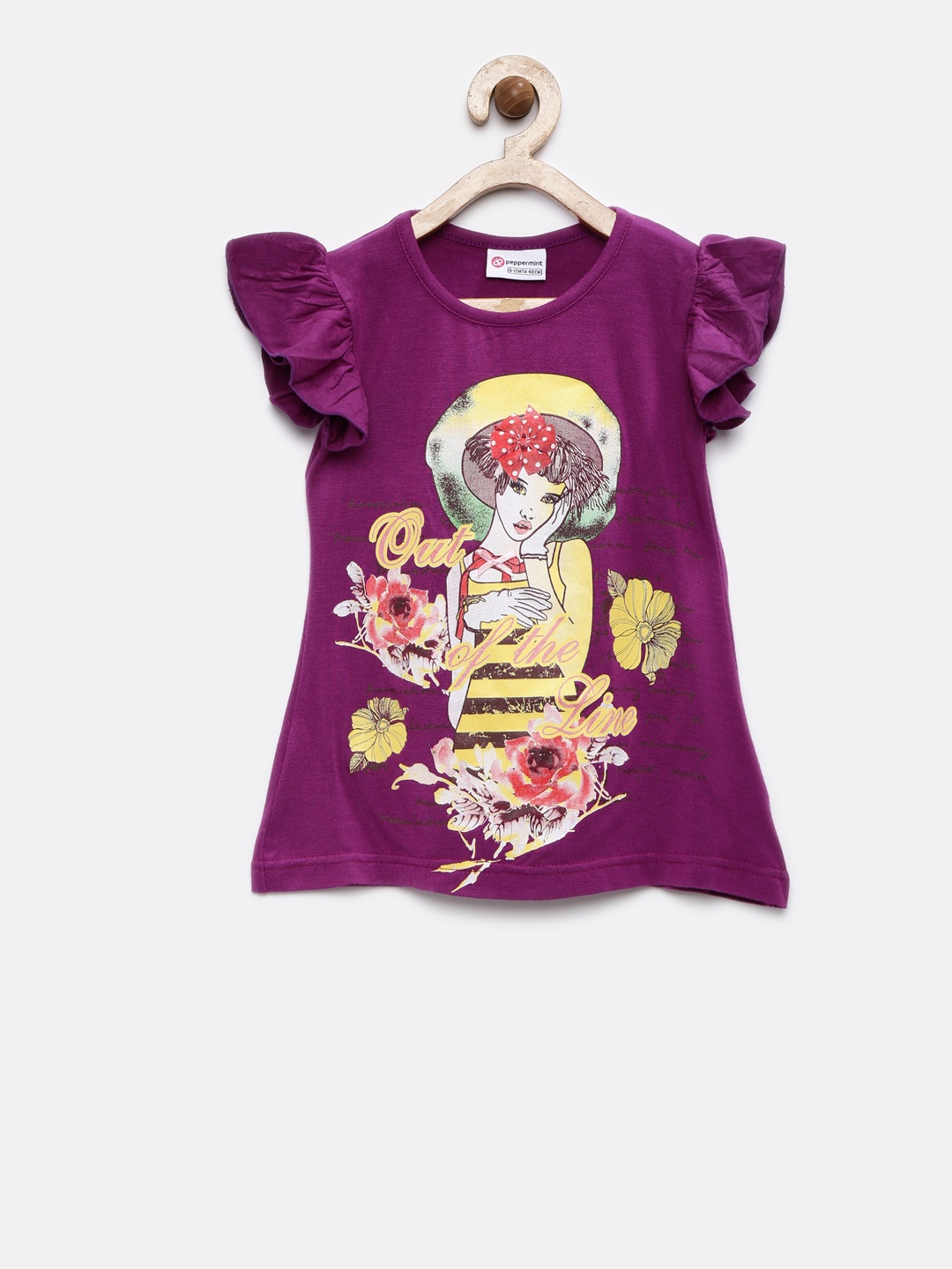 

Peppermint Girls Purple Printed T-shirt Dress