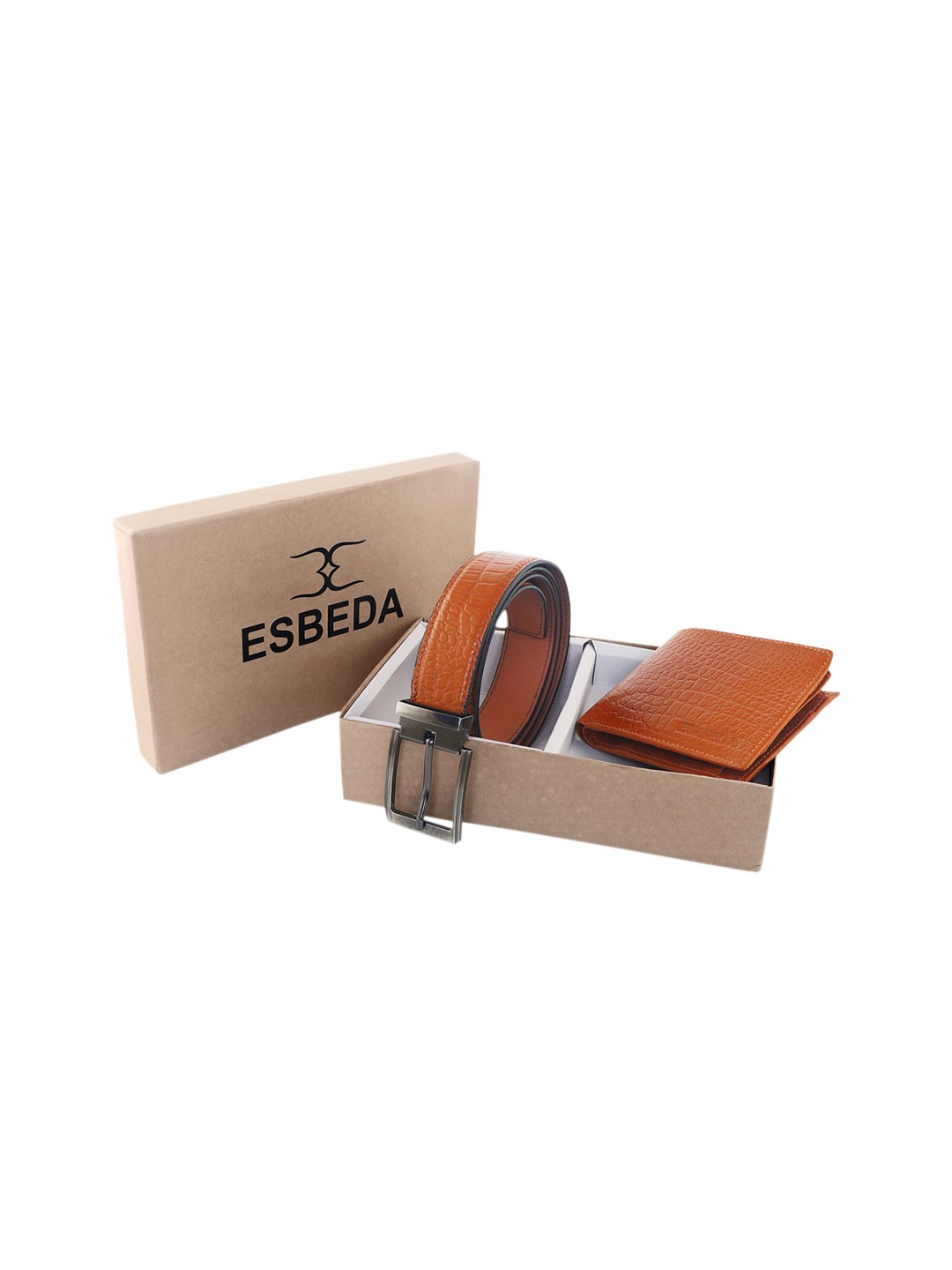 

ESBEDA Men Tan Brown Textured Accessory Gift Set