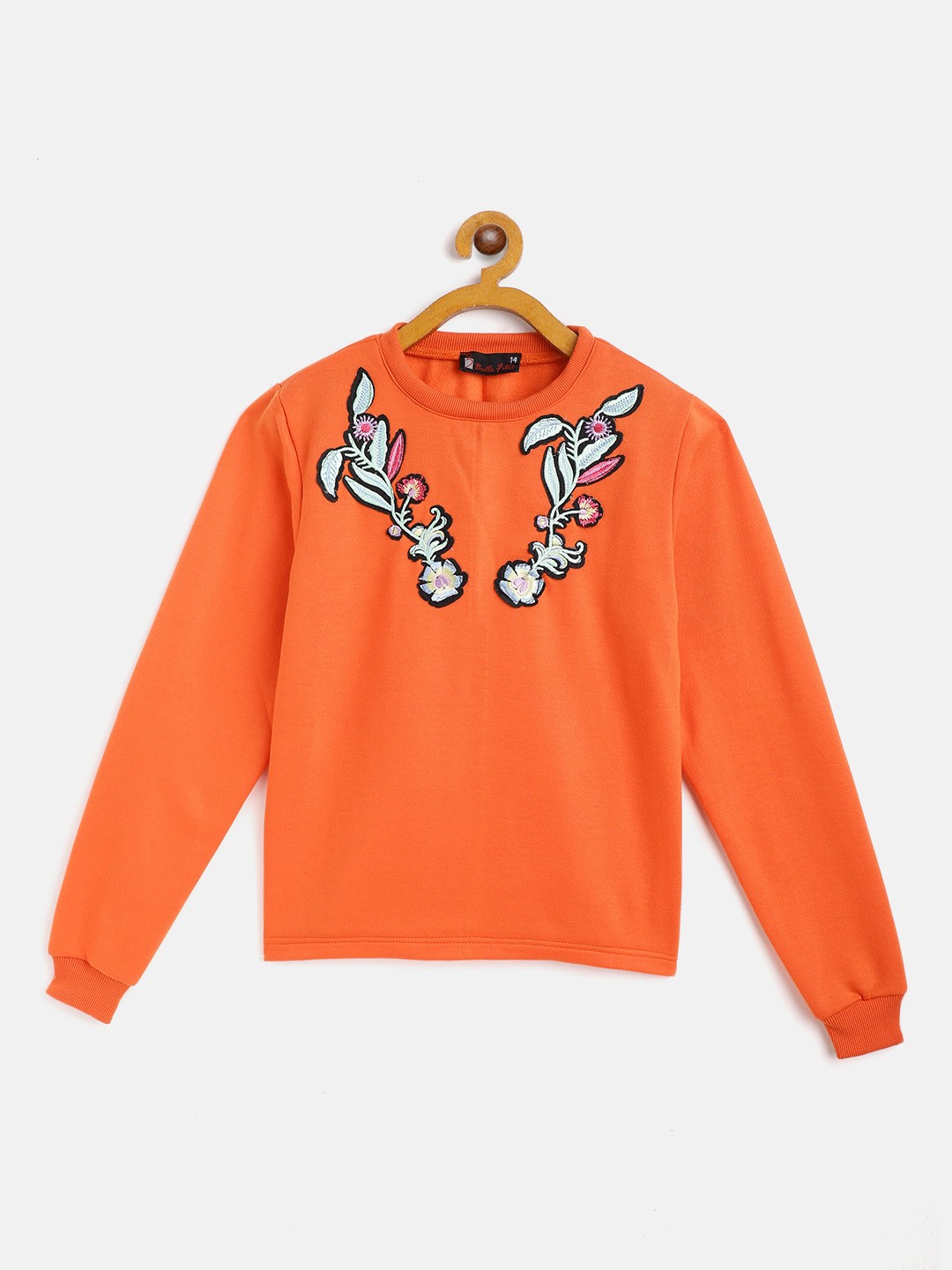 

Belle Fille Girls Orange Floral Embroidered Sweatshirt
