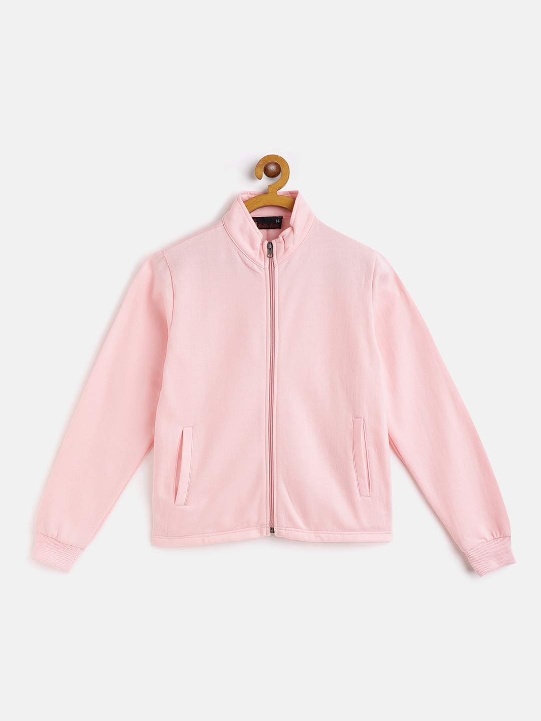

Belle Fille Kids Pink Solid Fleece Lightweight Tailored Jacket