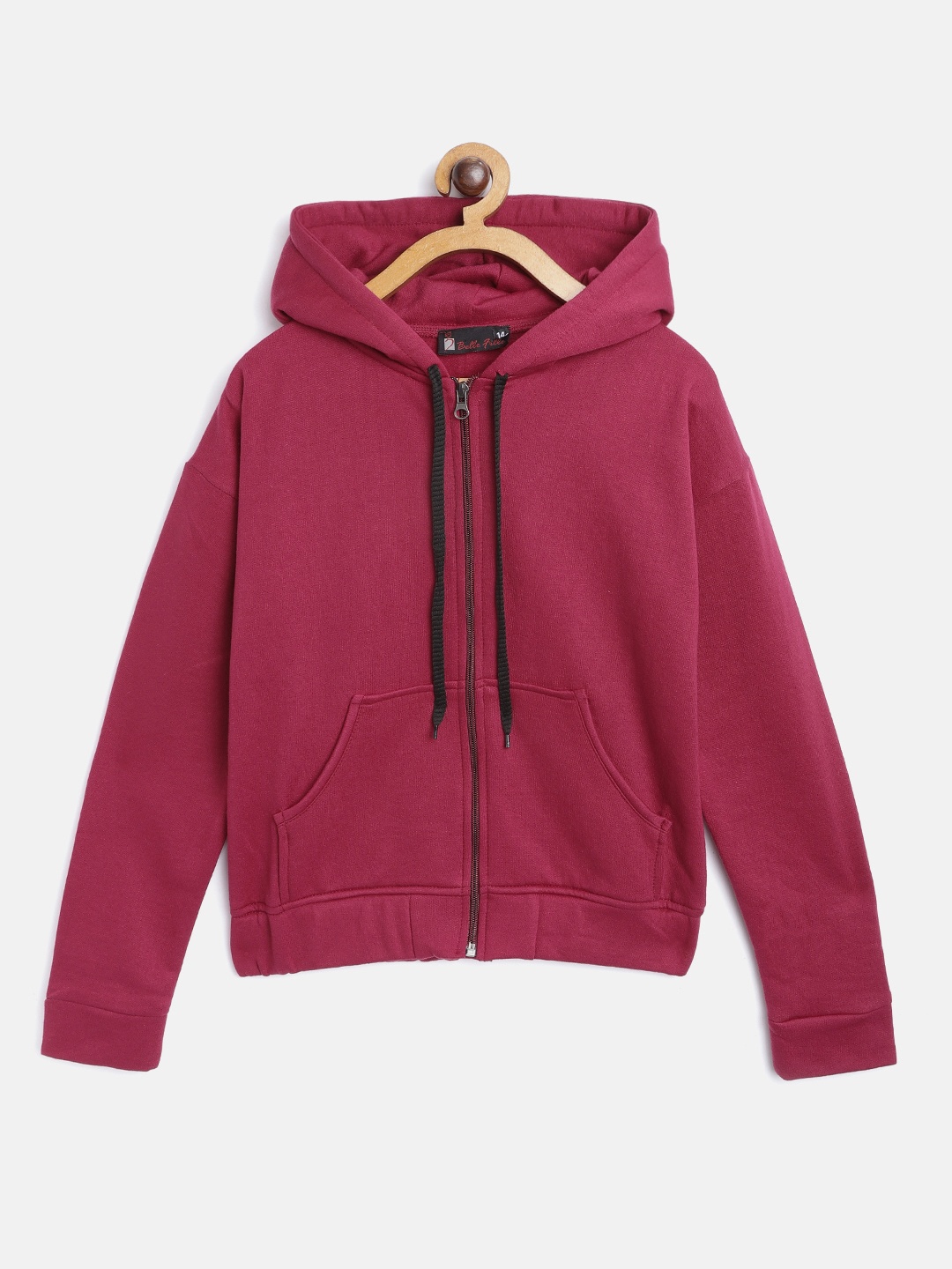 

Belle Fille Unisex Kids Maroon Fleece Lightweight Longline Open Front Jacket