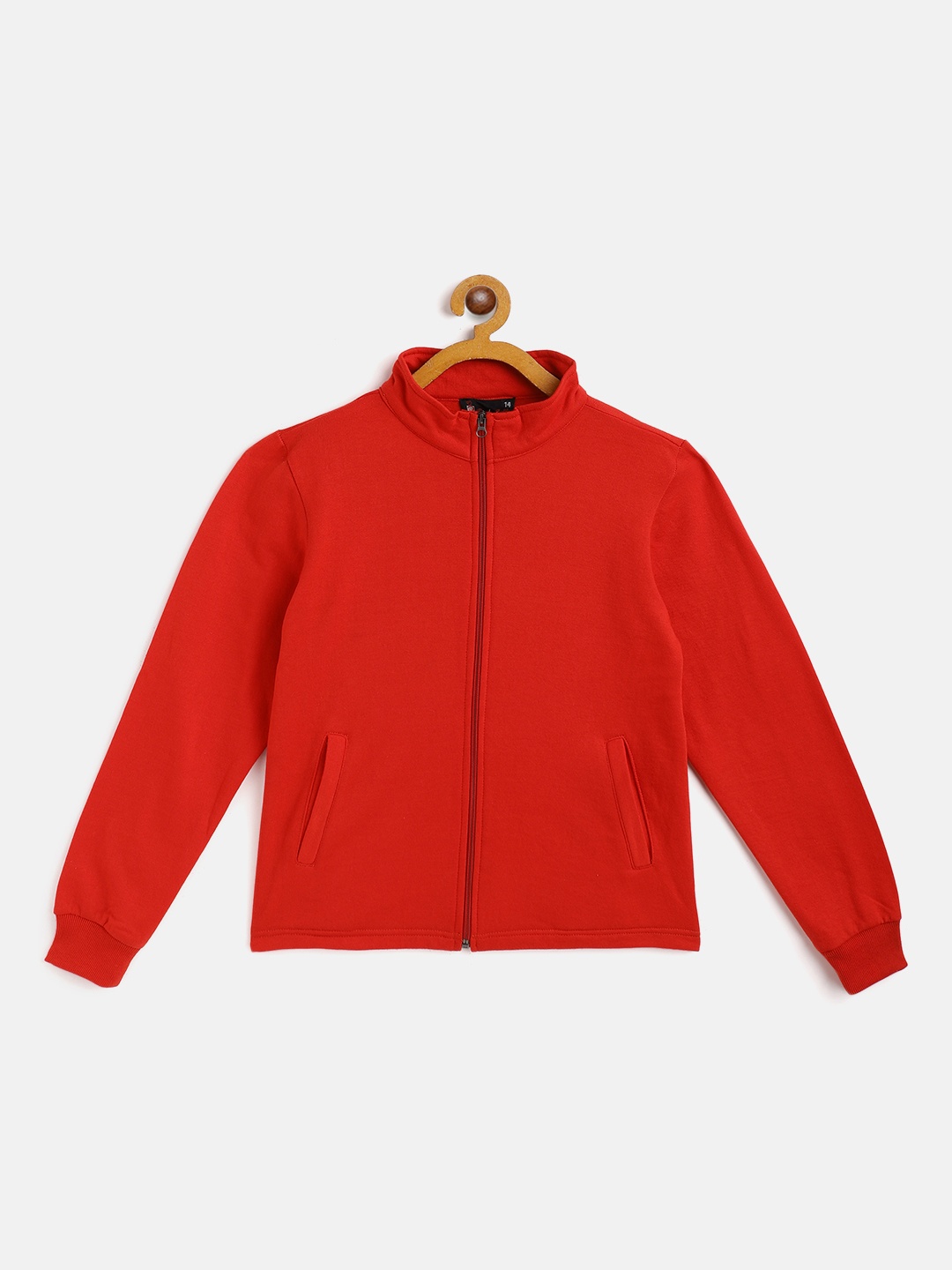 

Belle Fille Kids Red Solid Fleece Lightweight Tailored Jacket