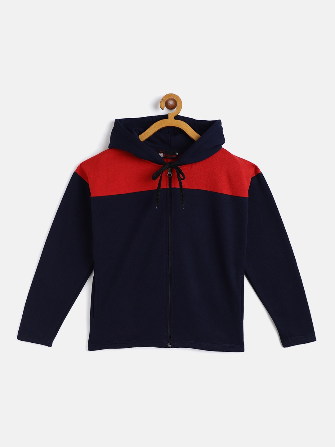 

Belle Fille Kids Navy Blue & Red Colourblocked Fleece Lightweight Tailored Jacket