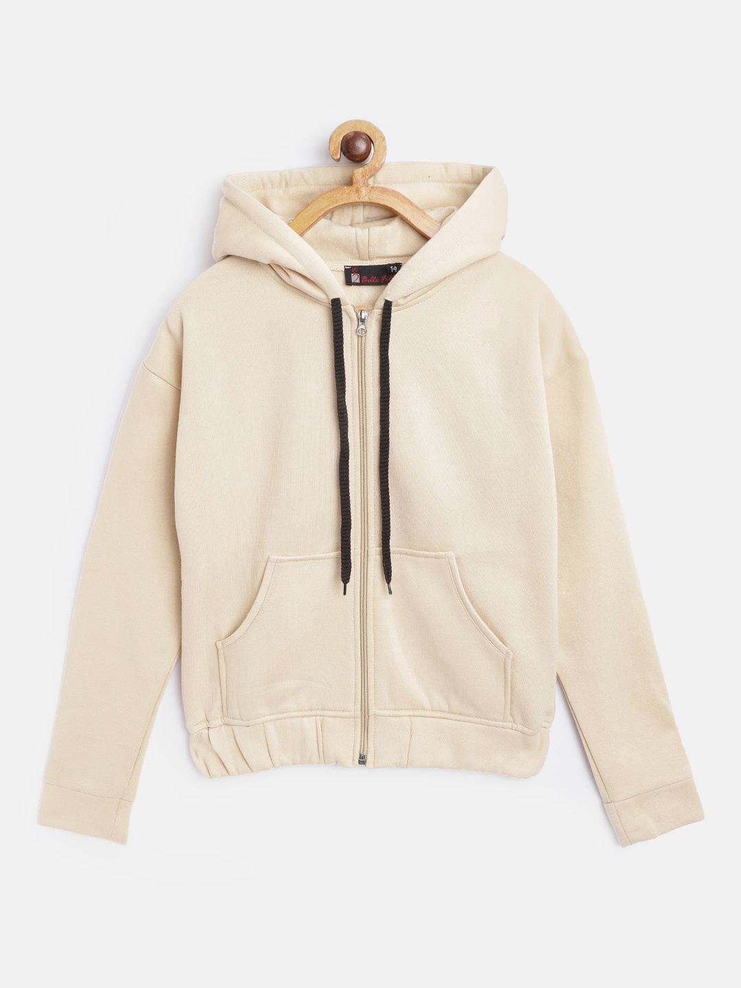 

Belle Fille Unisex Kids Beige Fleece Lightweight Longline Open Front Jacket