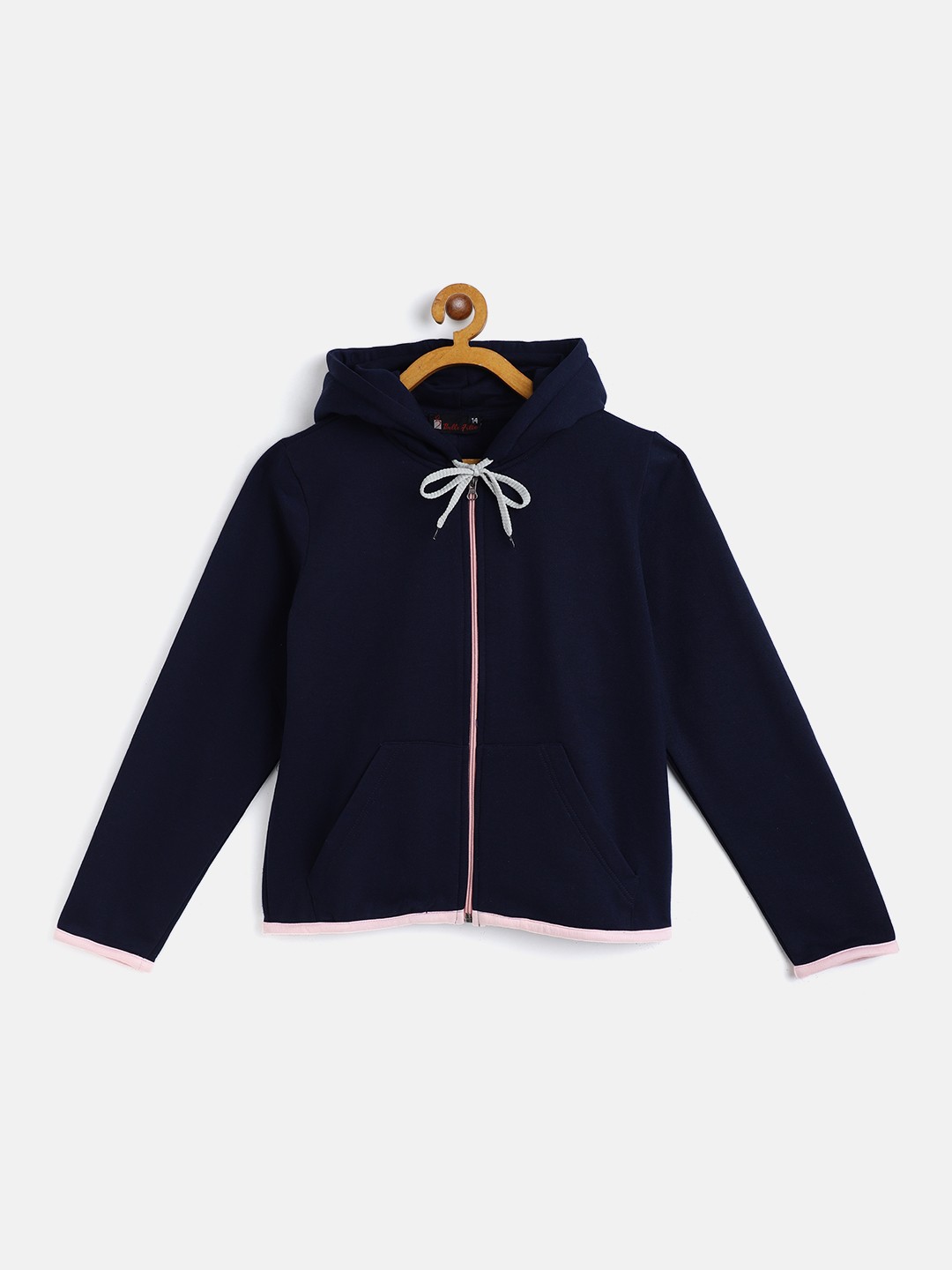 

Belle Fille Kids Navy Blue Solid Fleece Lightweight Tailored Jacket