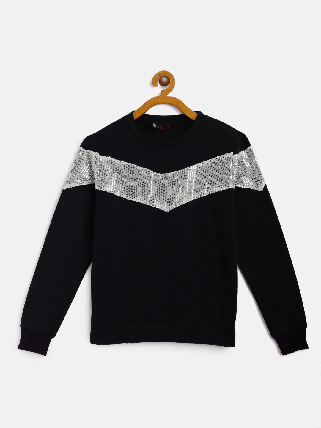 

Belle Fille Kids Black & White Sequined Colourblocked Sweatshirt