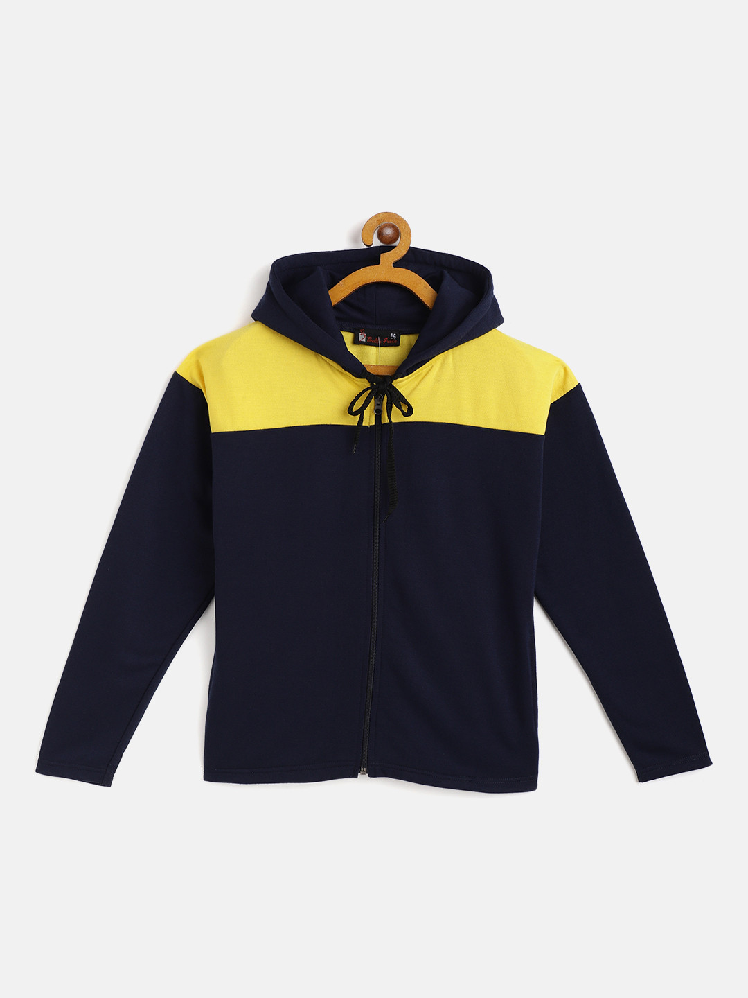 

Belle Fille Kids Navy Blue & Yellow Colourblocked Fleece Lightweight Tailored Jacket