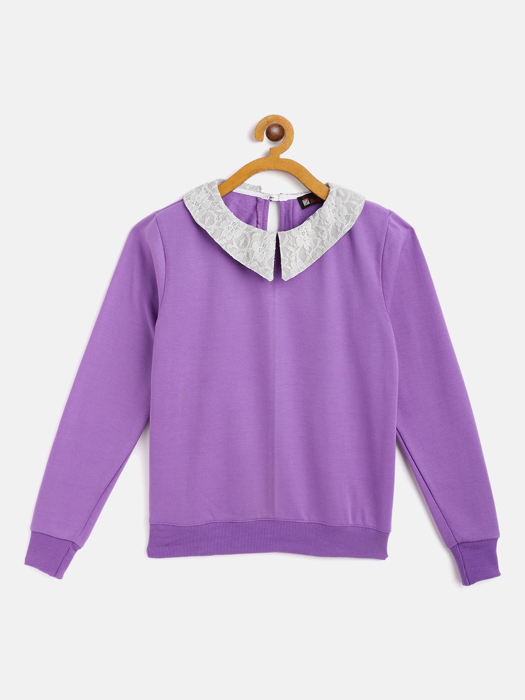 

Belle Fille Girls Violet Solid Peter Pan Collar Sweatshirt