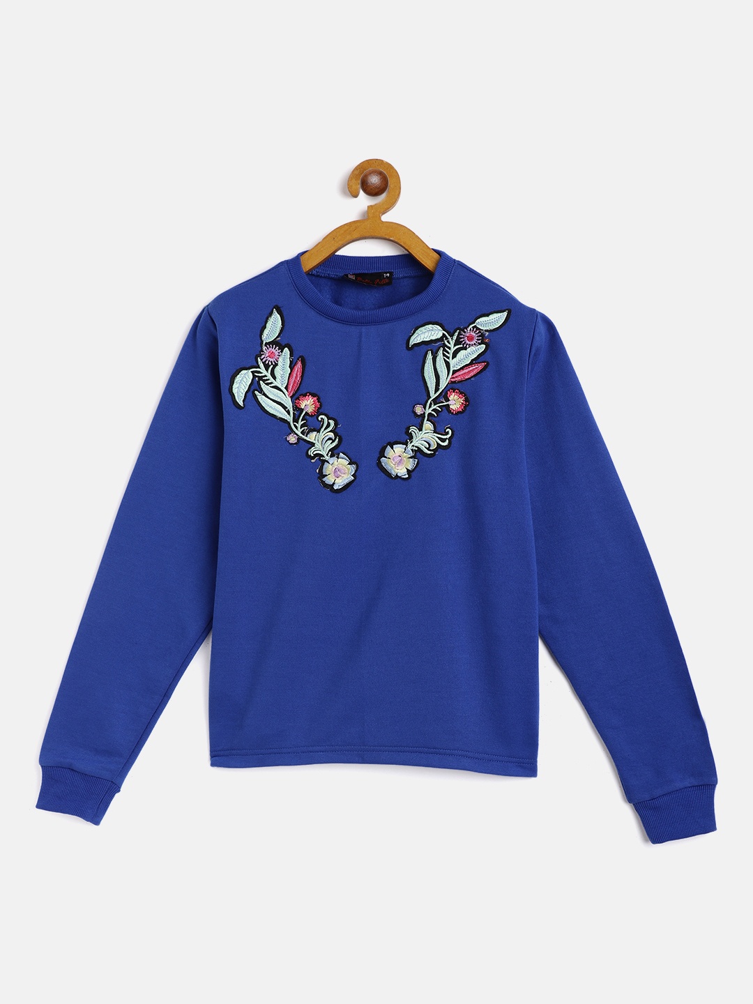 

Belle Fille Girls Blue Floral Embroidered Sweatshirt