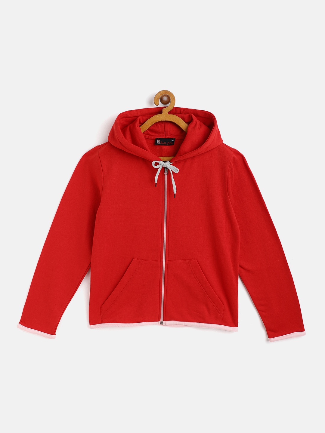 

Belle Fille Kids Red Solid Fleece Hooded Sweatshirt