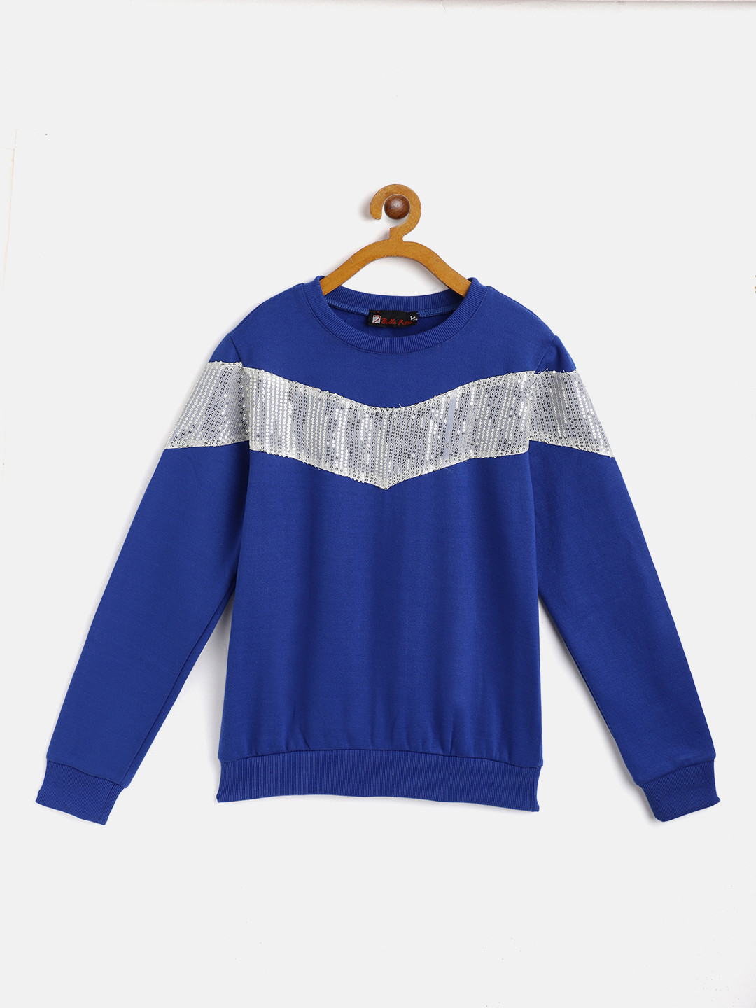 

Belle Fille Unisex Kids Blue Embellished Sweatshirt