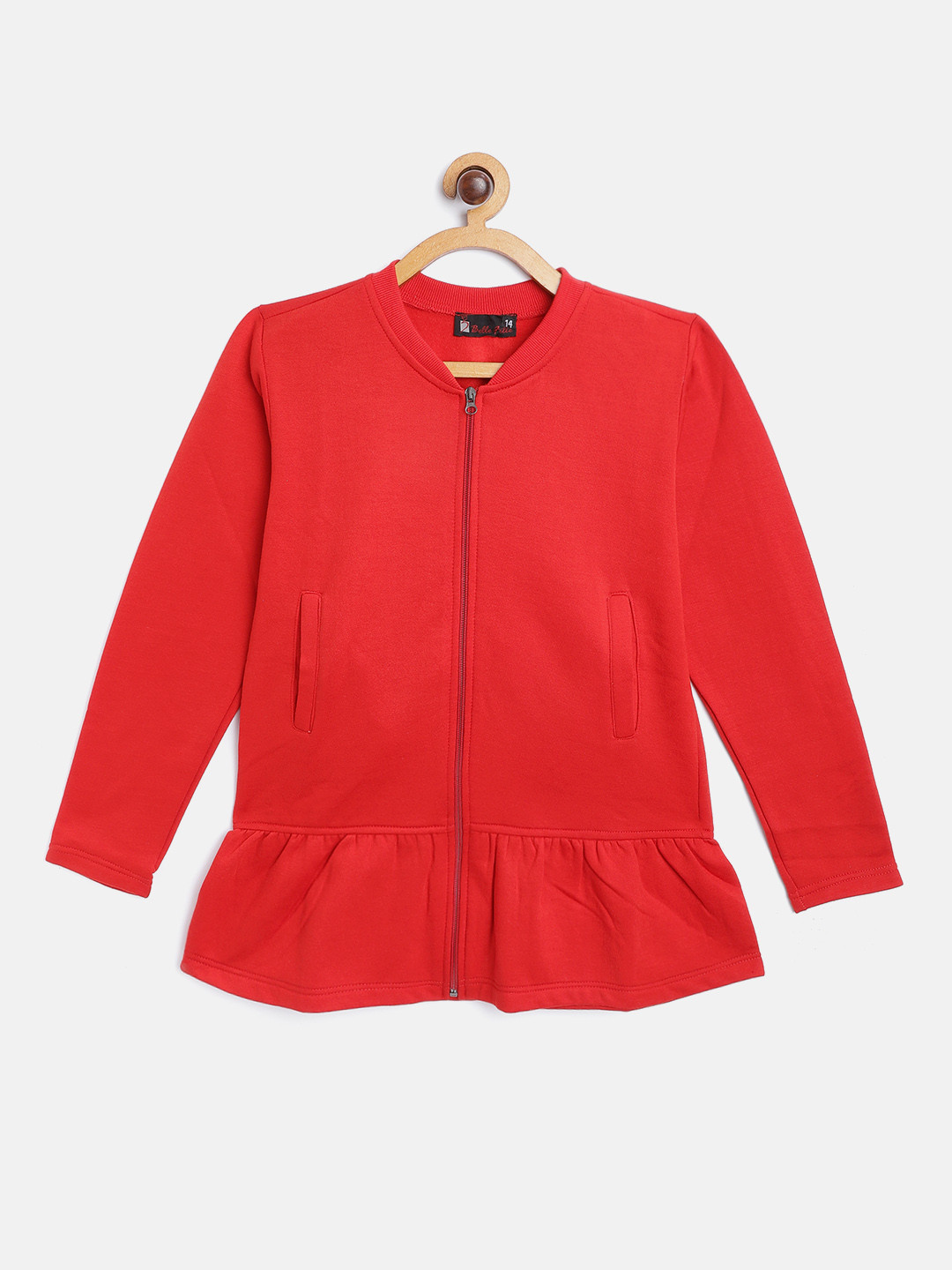 

Belle Fille Kids Red Fleece Lightweight Longline Tailored Jacket