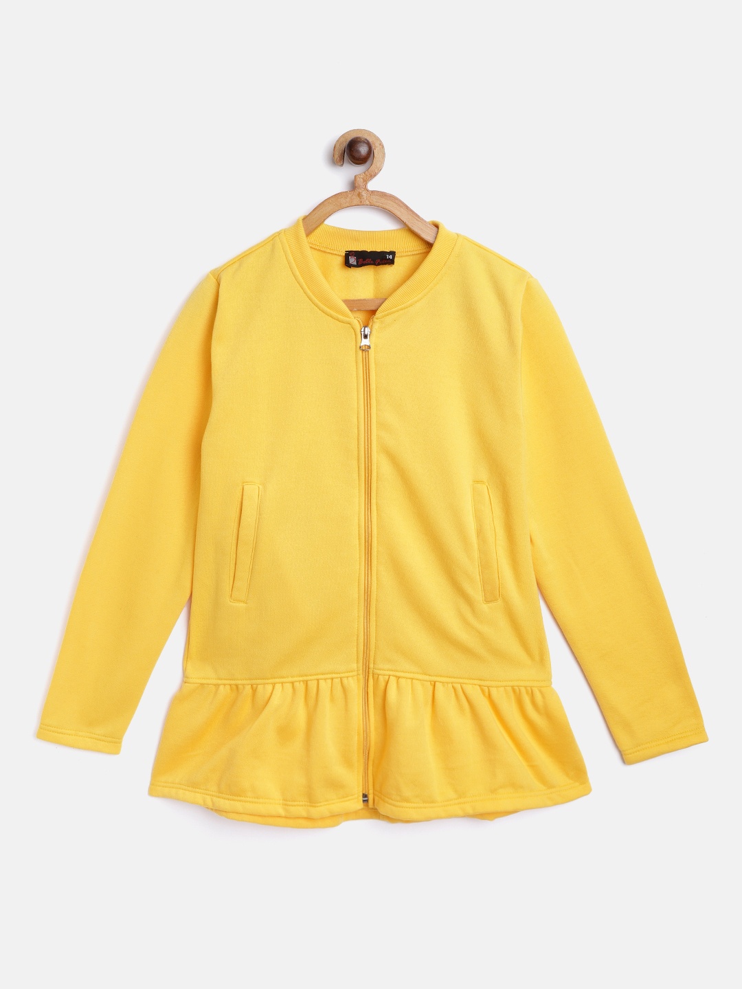 

Belle Fille Unisex Kids Yellow Fleece Lightweight Longline Open Front Jacket