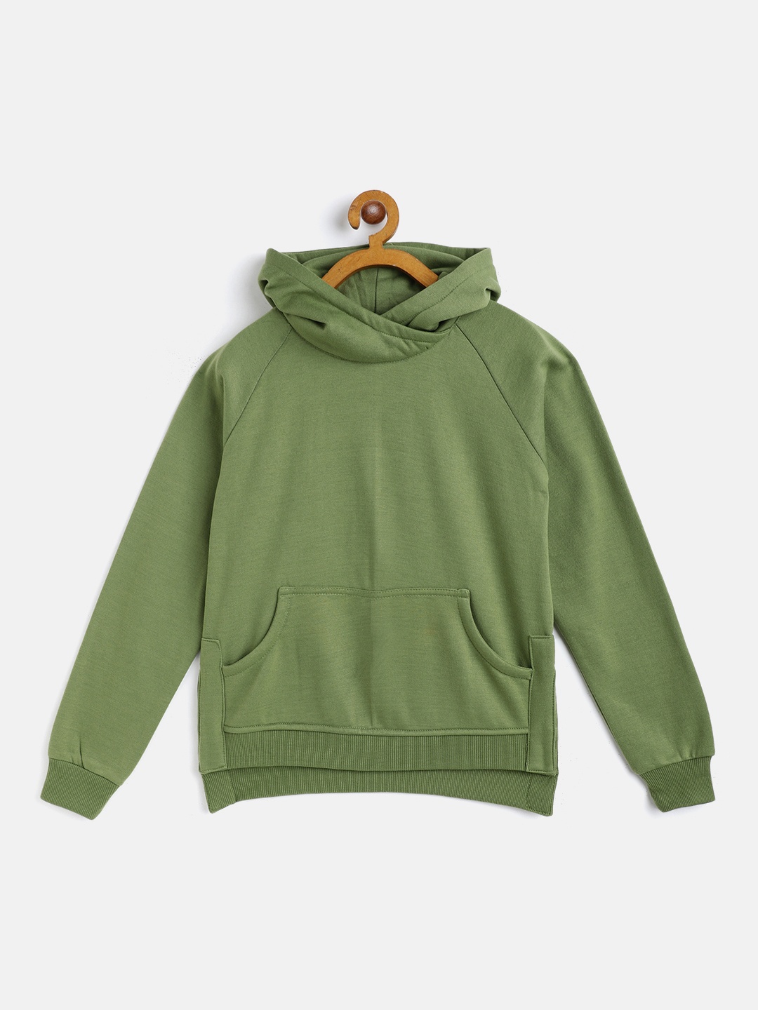 

Belle Fille Kids Olive Green Solid Hooded Sweatshirt