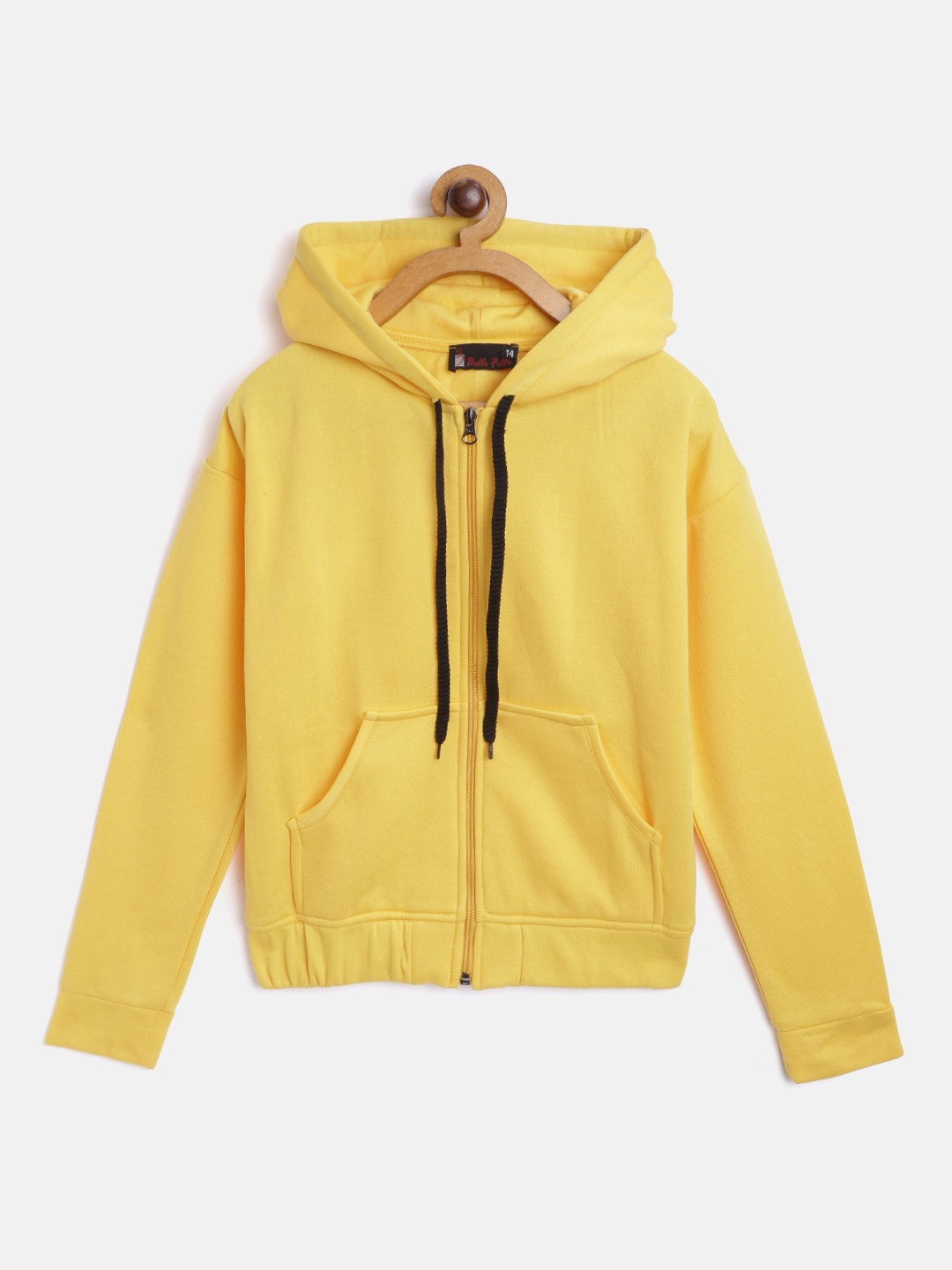 

Belle Fille Unisex Kids Yellow Fleece Lightweight Longline Open Front Jacket
