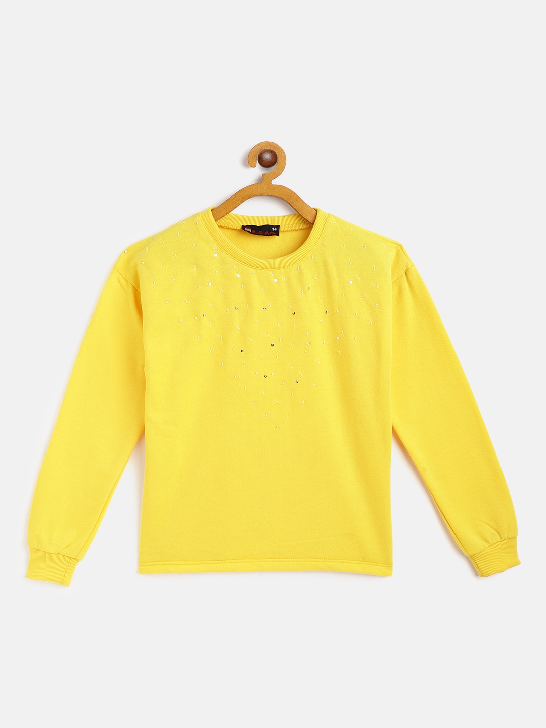 

Belle Fille Girls Yellow Embellished Round Neck Sweatshirt