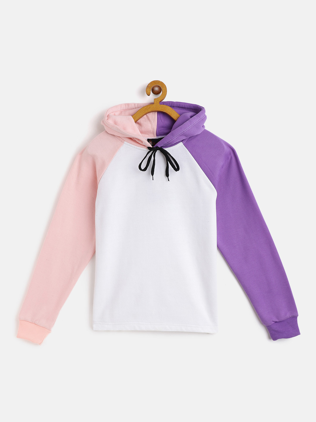 

Belle Fille Kids White & Pink Colourblocked Hooded Sweatshirt