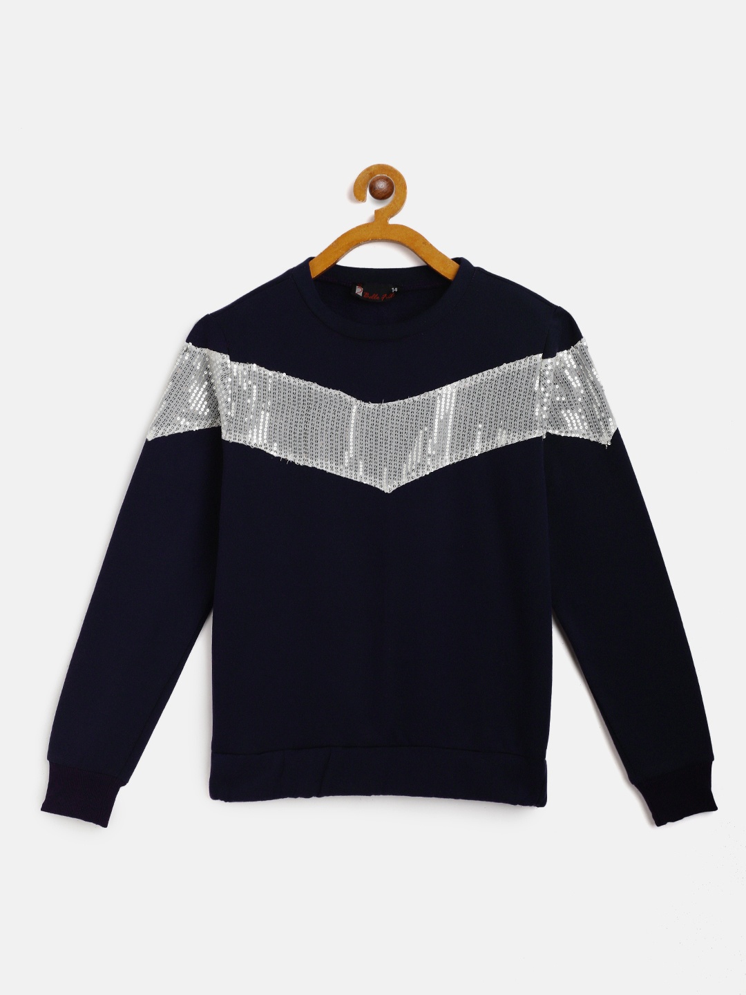 

Belle Fille Unisex Kids Navy Blue Embellished Sweatshirt