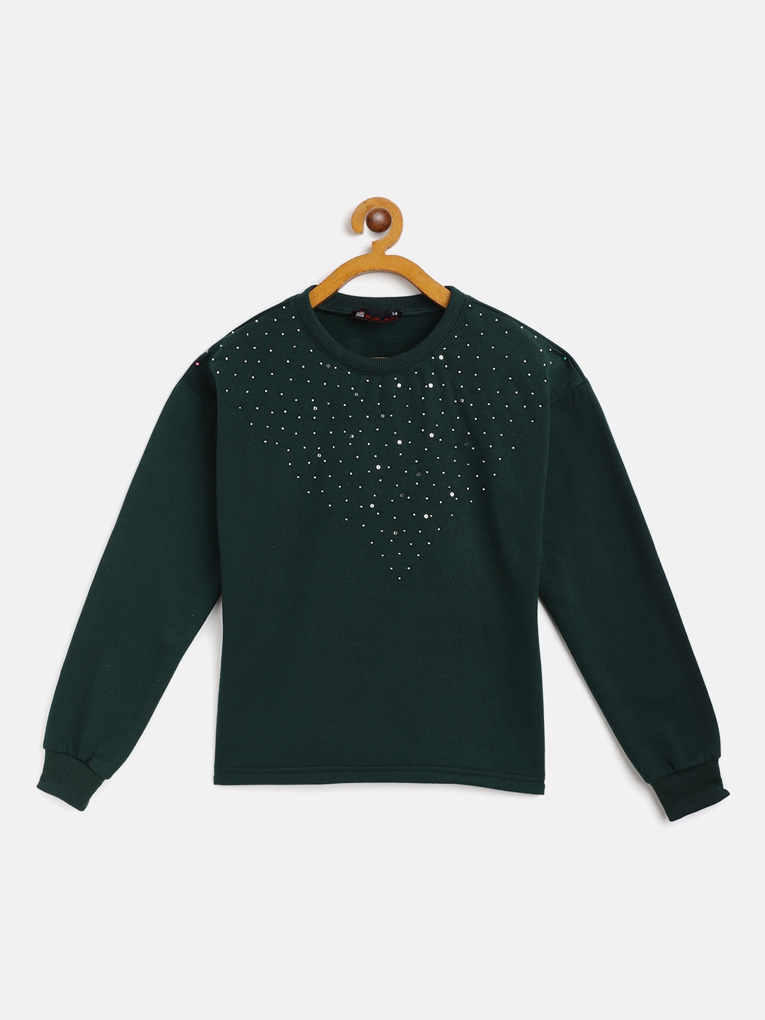 

Belle Fille Girls Teal Green Embellished Round Neck Sweatshirt