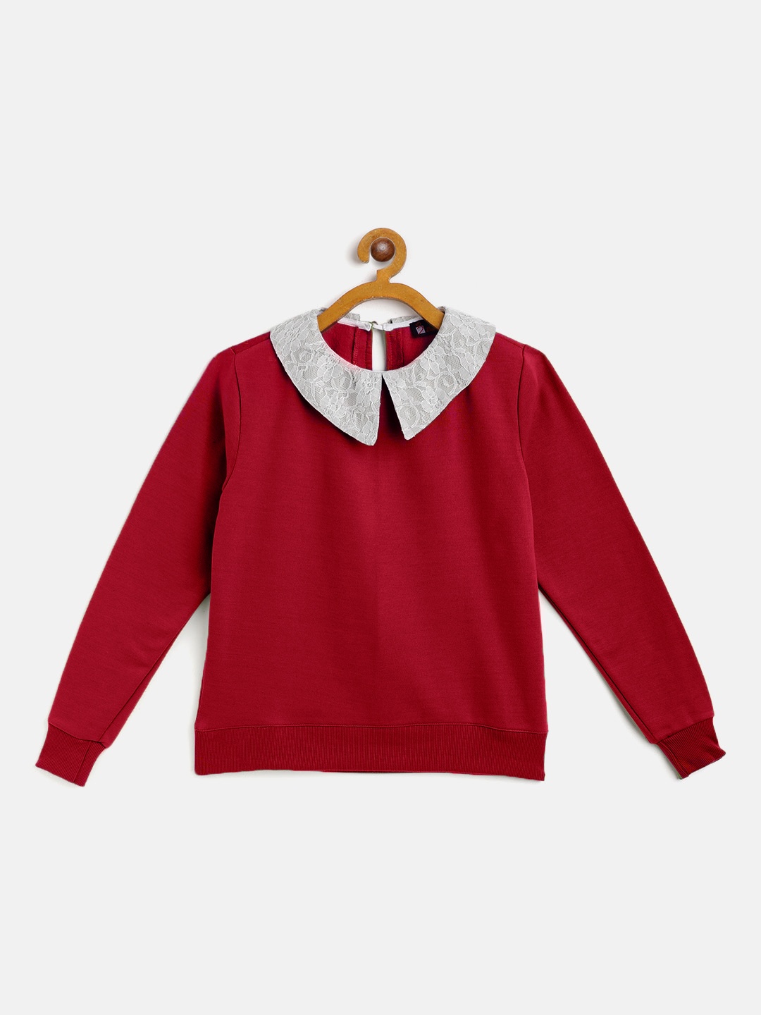 

Belle Fille Girls Maroon Solid Peter Pan Collar Sweatshirt