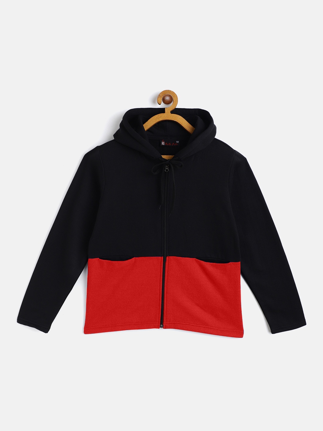 

Belle Fille Kids Black & Red Colourblocked Fleece Lightweight Tailored Jacket