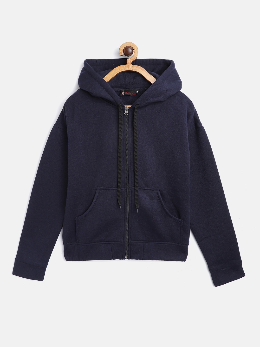 

Belle Fille Kids Navy Blue Fleece Lightweight Hooded Tailored Jacket