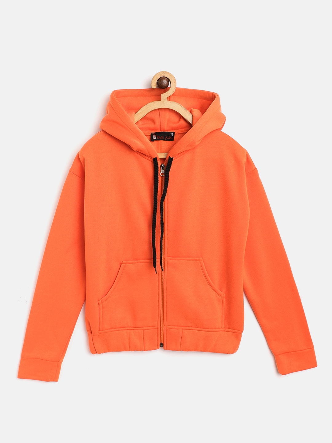 

Belle Fille Unisex Kids Orange Fleece Lightweight Longline Open Front Jacket