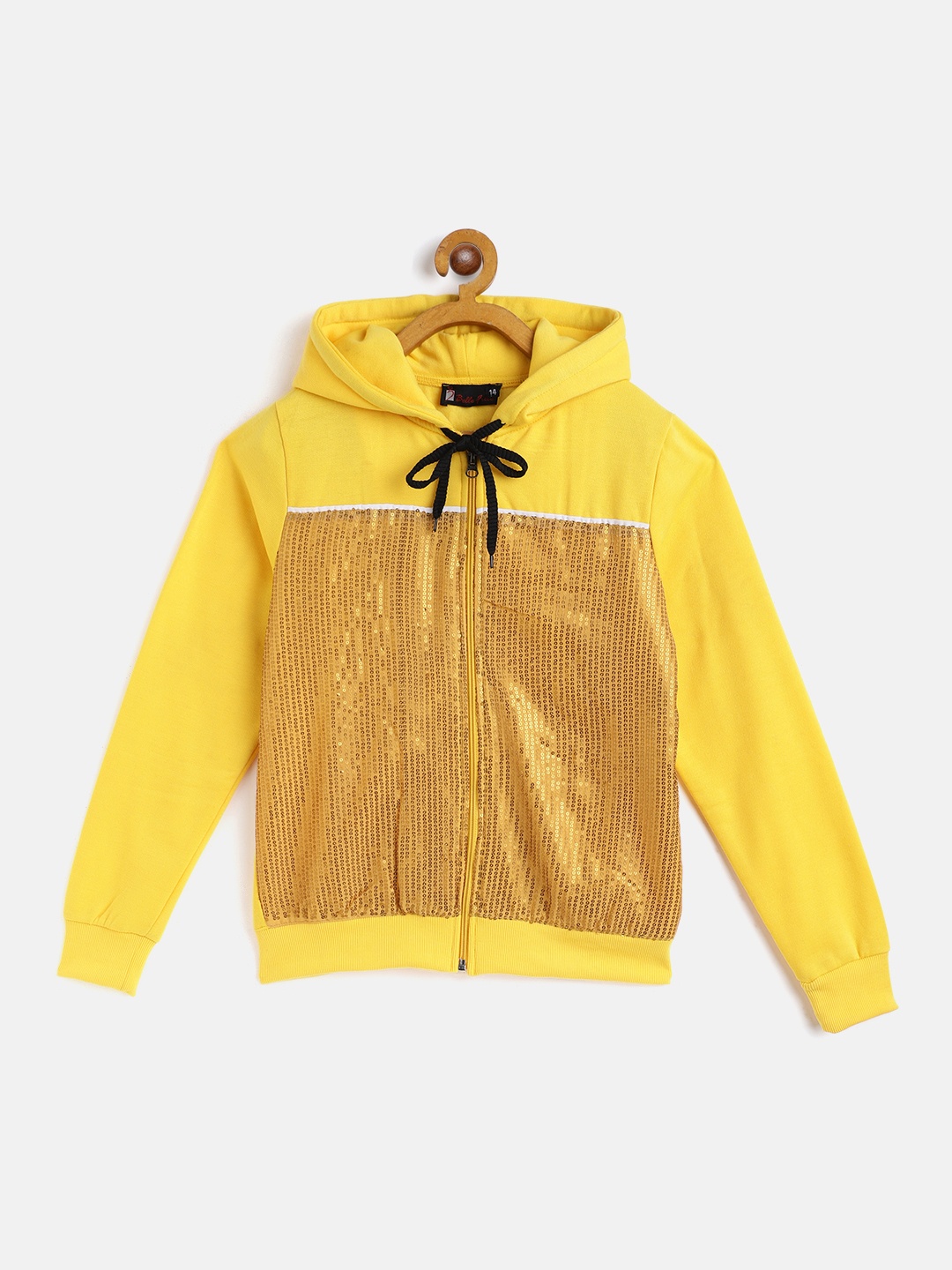 

Belle Fille Unisex Kids Yellow Fleece Lightweight Open Front Jacket