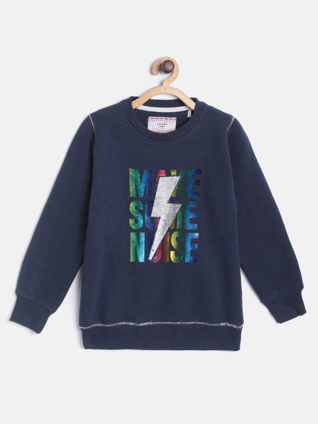 

TAB91 Girls Navy Blue & Green Printed Sweatshirt with Sequinned Detail