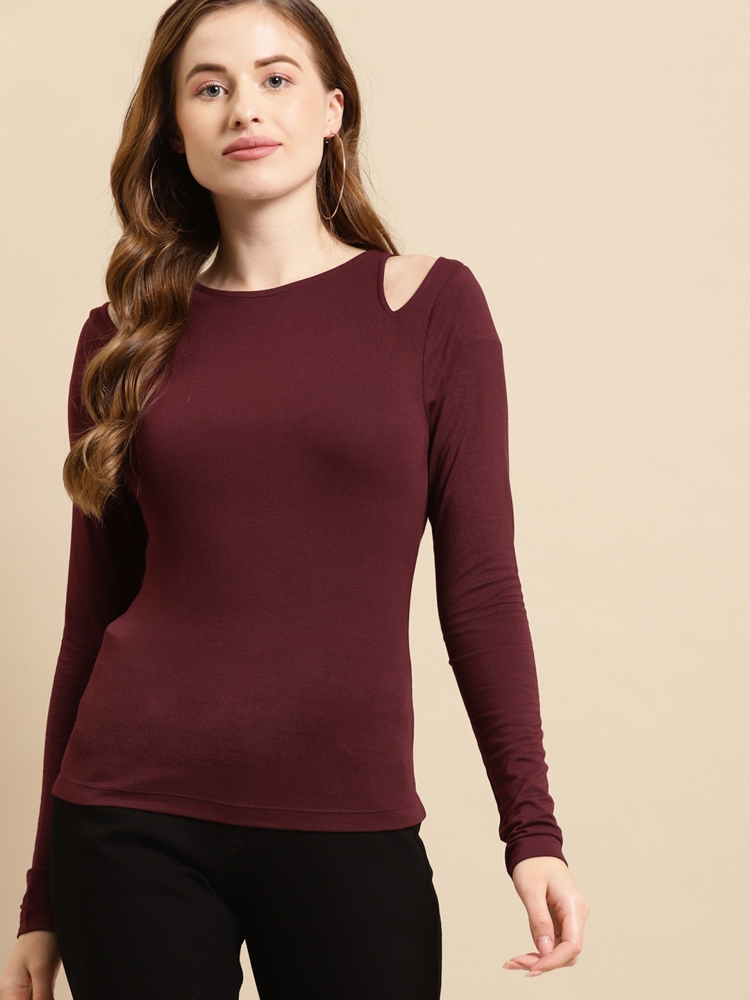 

COVER STORY Women Maroon T-shirt