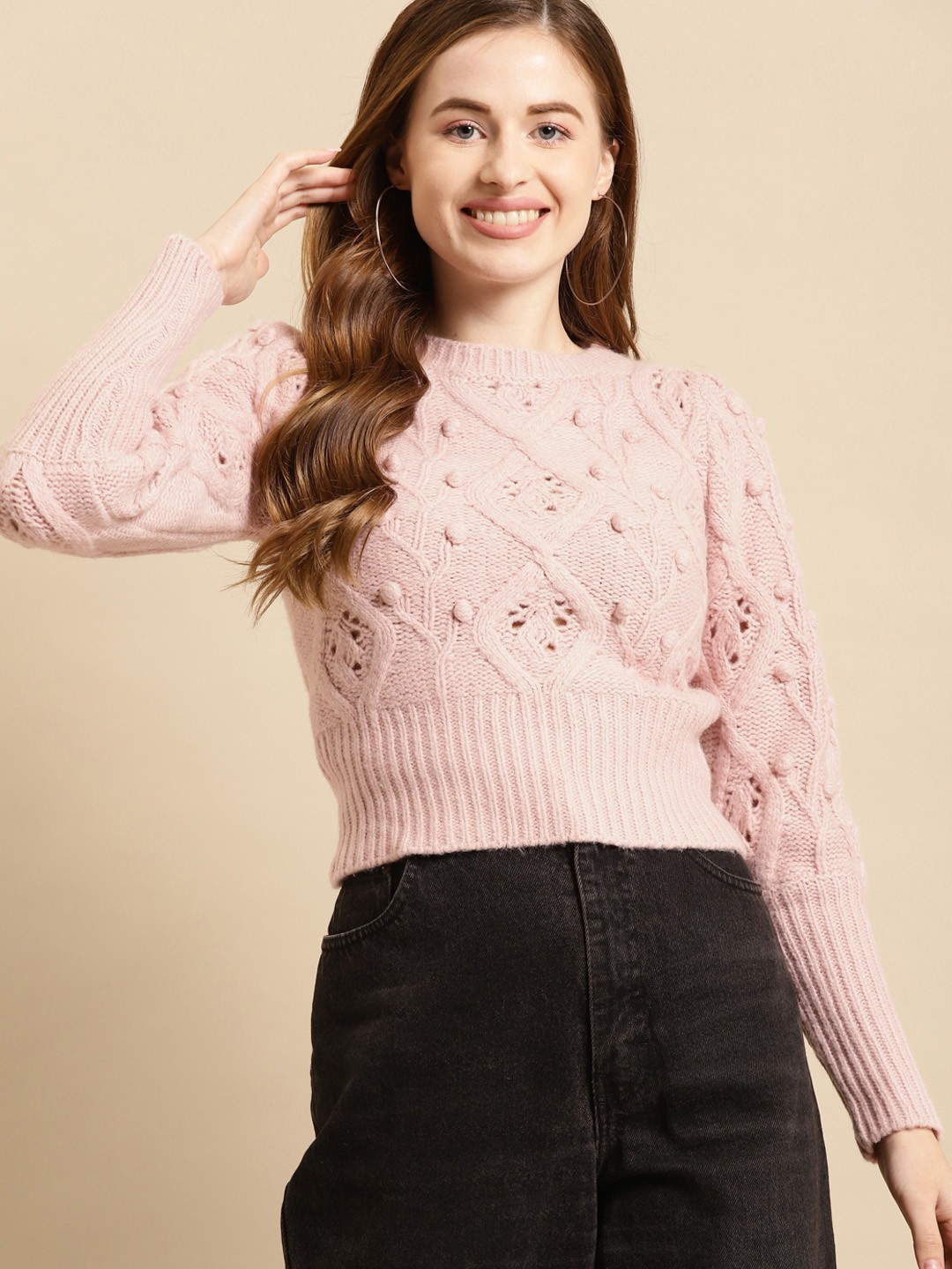 

COVER STORY Women Pink Crop Cardigan