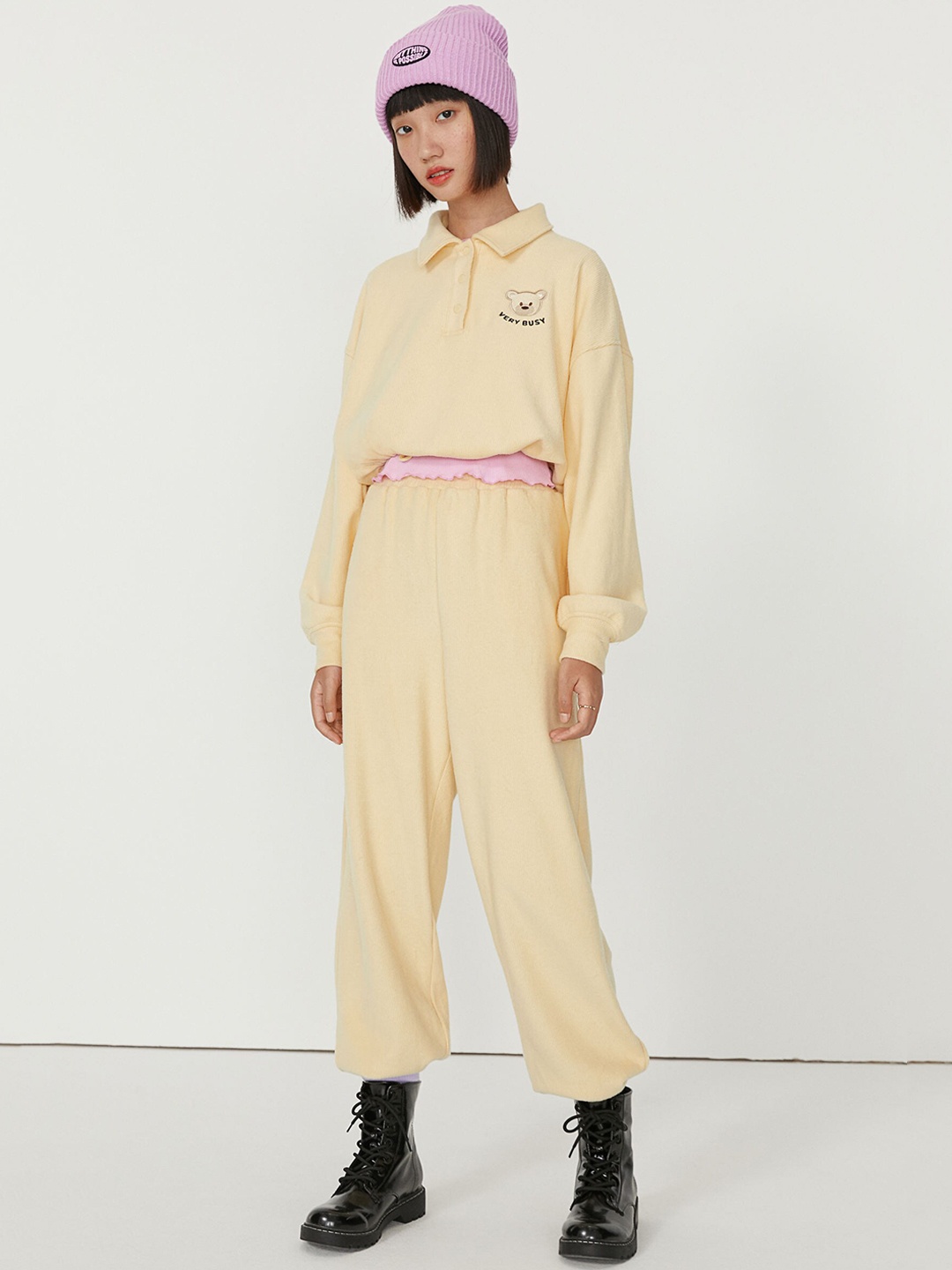 

H&M Women Yellow Ribbed Joggers