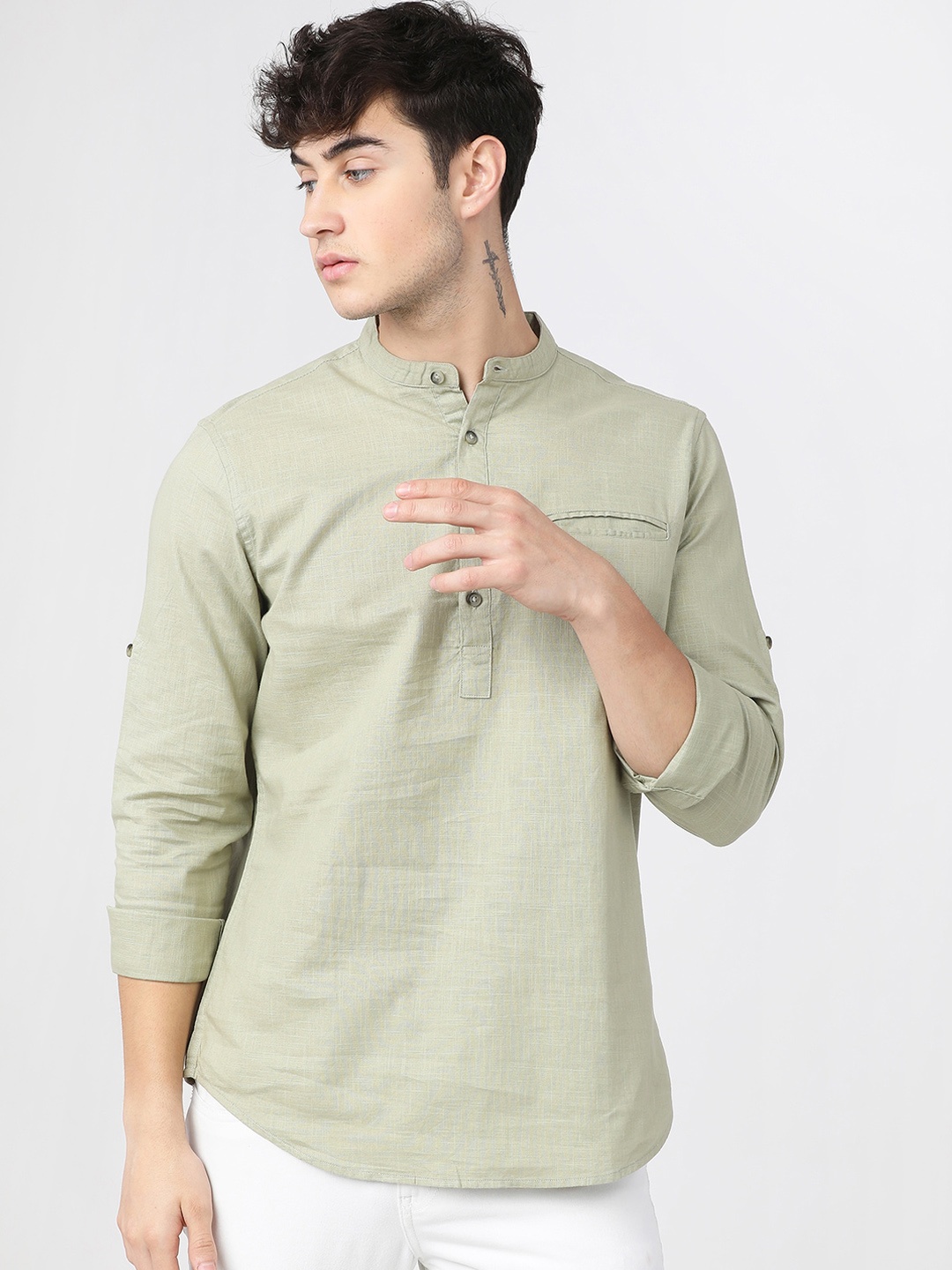 

KETCH Men Slim Fit Cotton Casual Shirt, Green