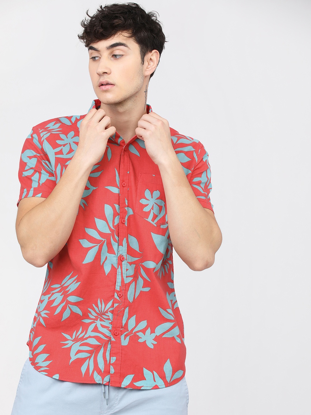 

KETCH Men Red Slim Fit Floral Printed Cotton Casual Shirt