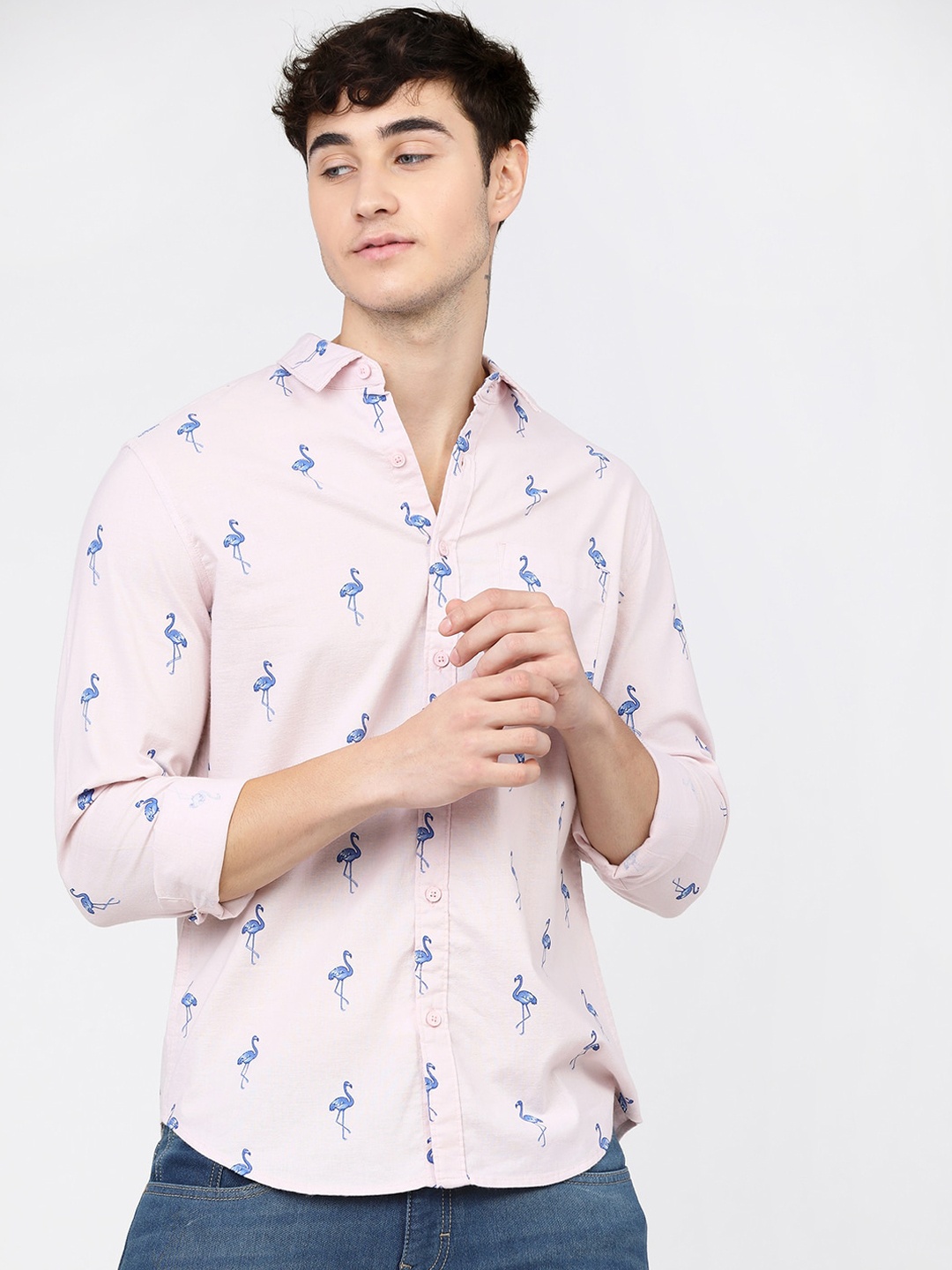 

KETCH Men Slim Fit Printed Casual Shirt, Pink