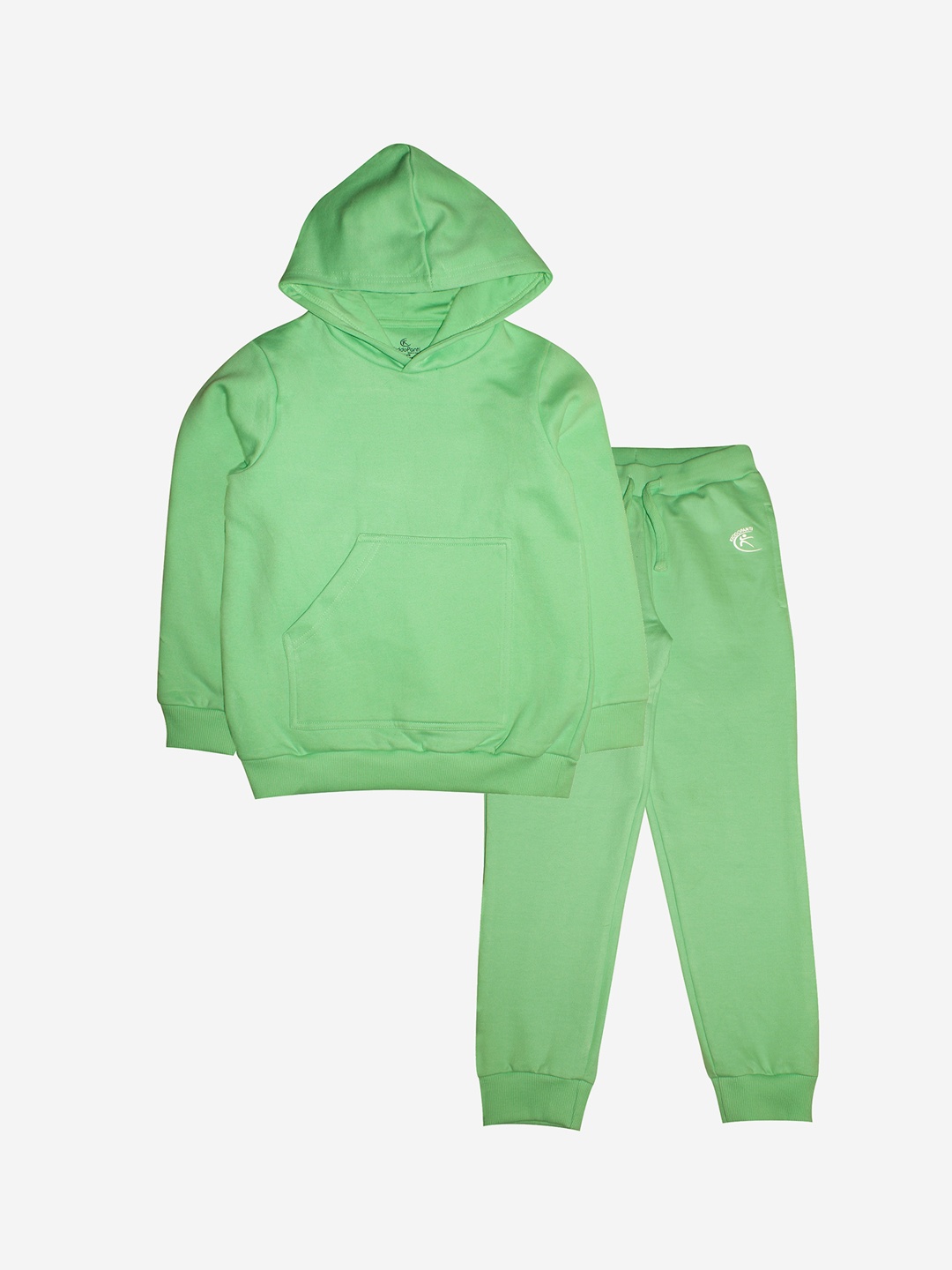 

KiddoPanti Kids Green Solid Pure Cotton Tracksuit