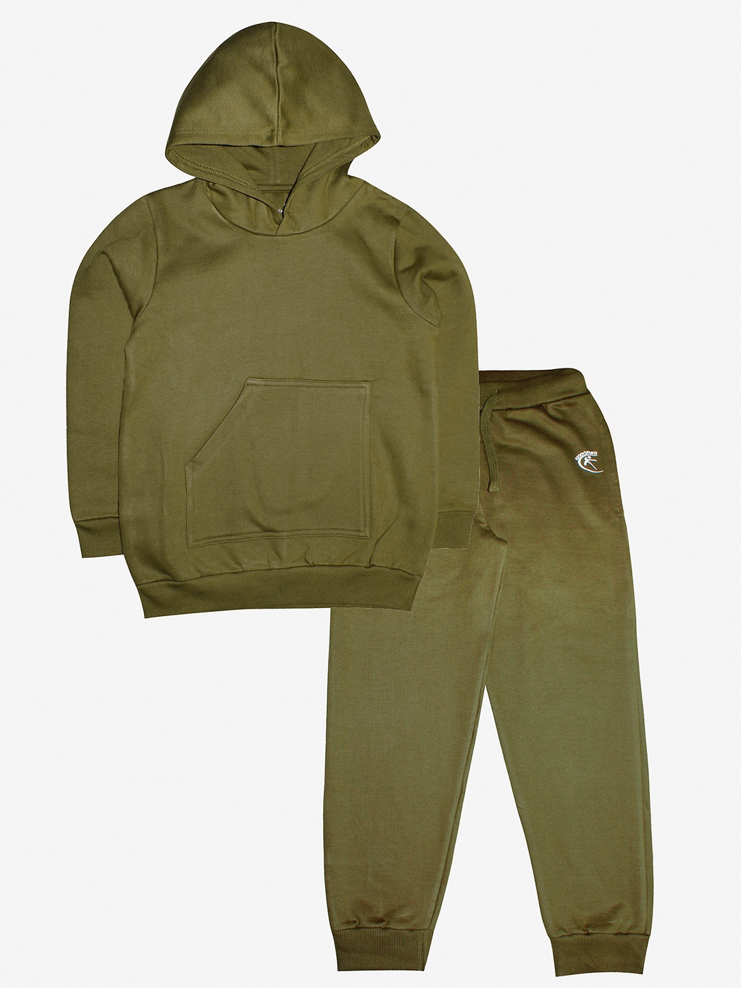 

KiddoPanti Kids Olive Green Solid Pure Cotton Tracksuit